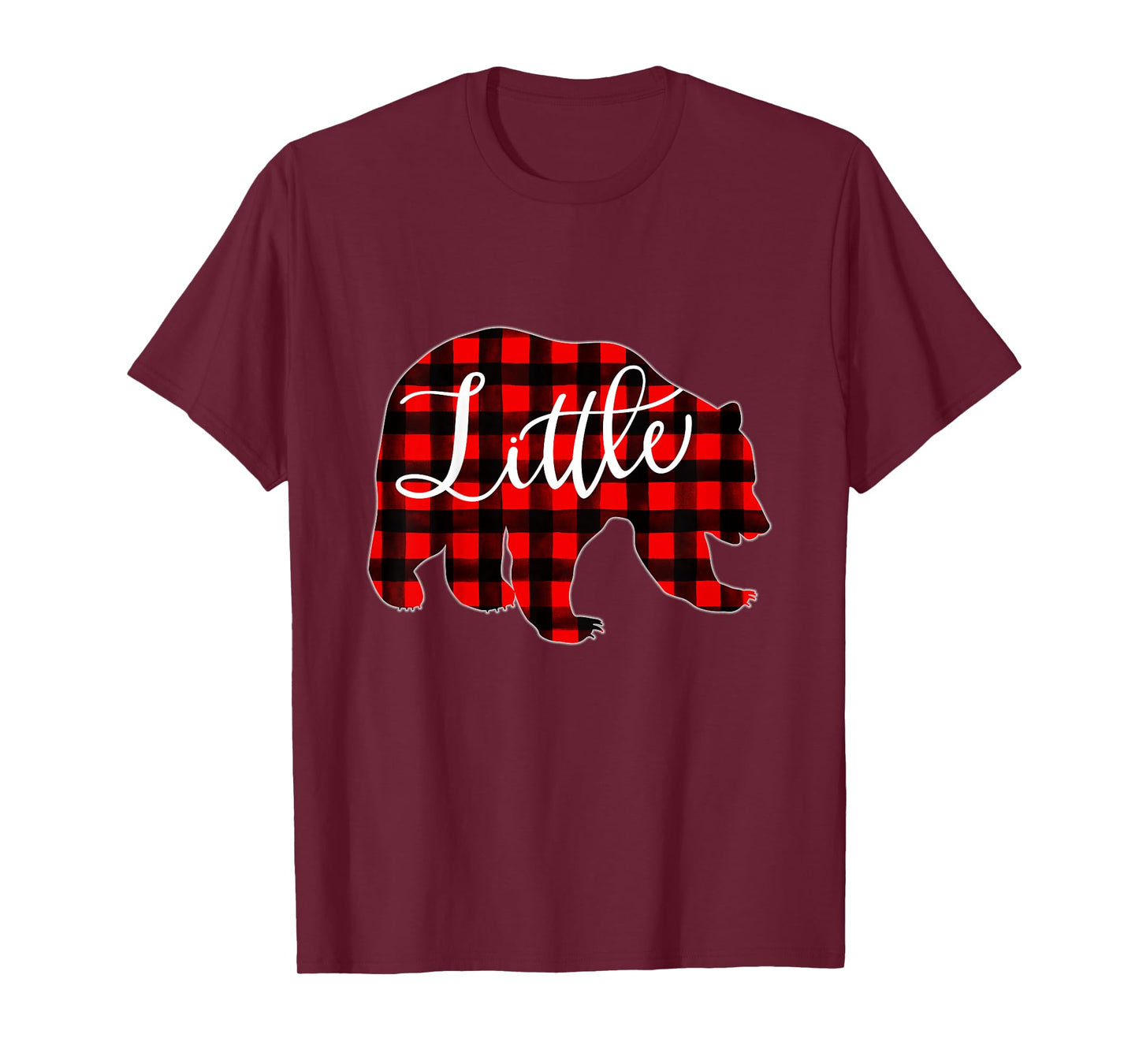 Kids Red Plaid Little Bear Matching Family Christmas Eve Buffalo T-Shirt