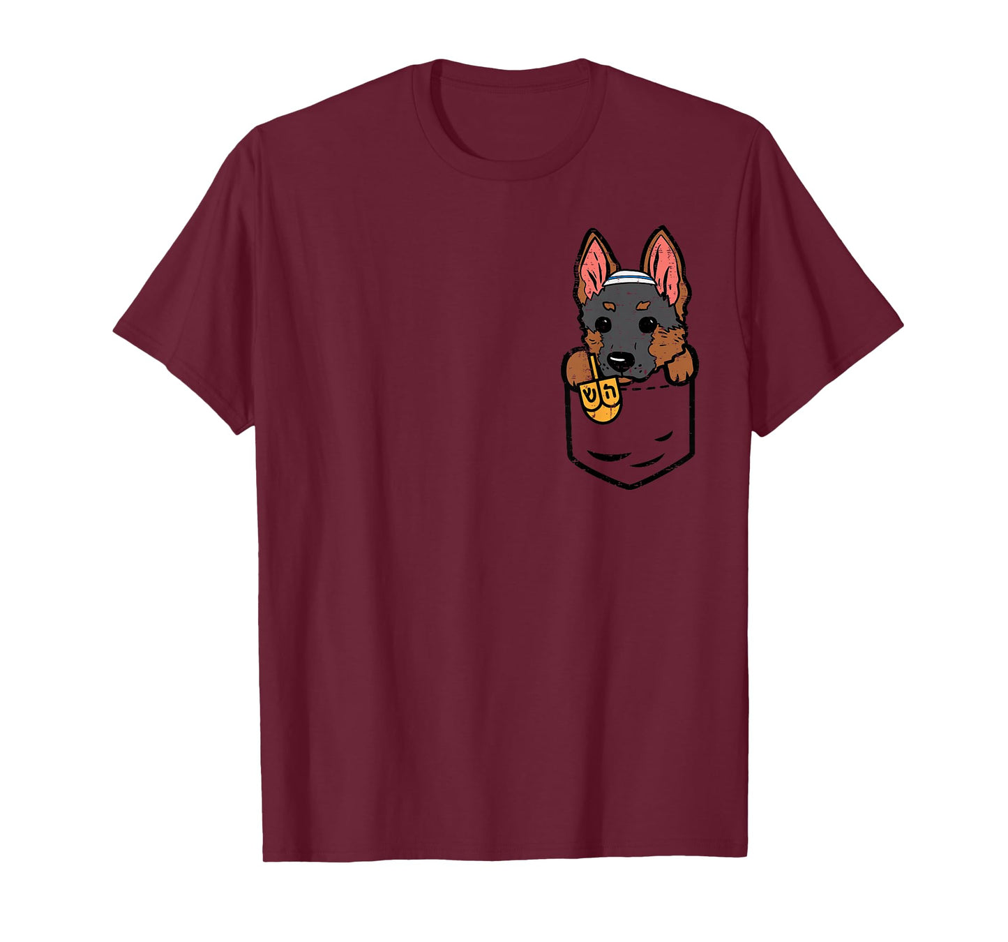 Pocket German Shepherd Dog Hanukkah Pajamas Chanukah PJs T-Shirt