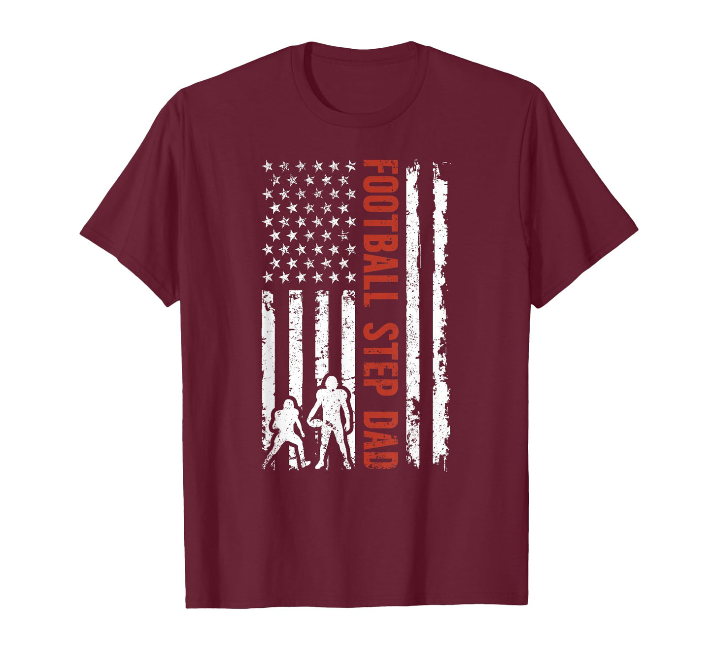 Football Step Dad Of A Football Player Stepfather US Flag T-Shirt
