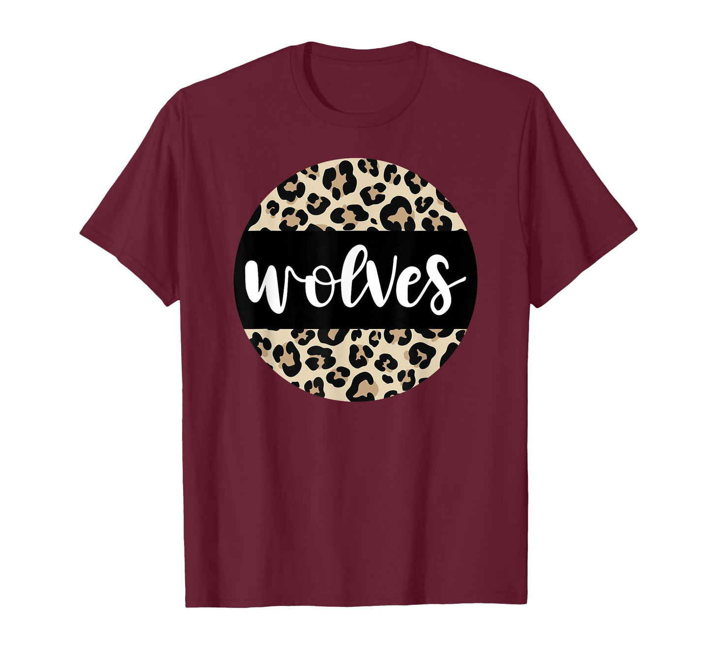Leopard Print Wolves Team Mascot School Spirit Game Night T-Shirt