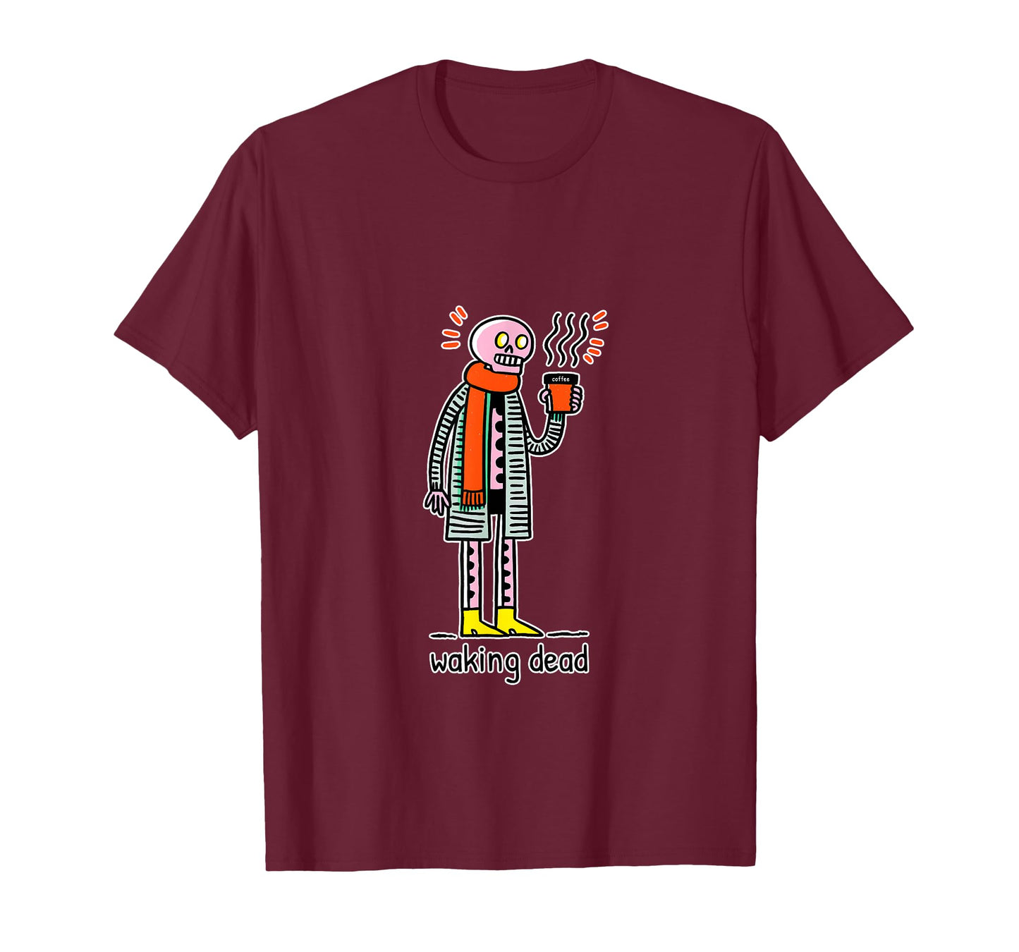 Waking Dead Coffee Skeleton – Funny Morning Zombie T-Shirt