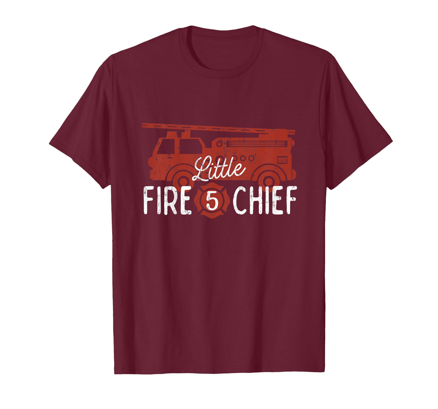 Kids 5th Birthday Firetruck Shirt, Boys 5 Year Old Fireman Party T-Shirt