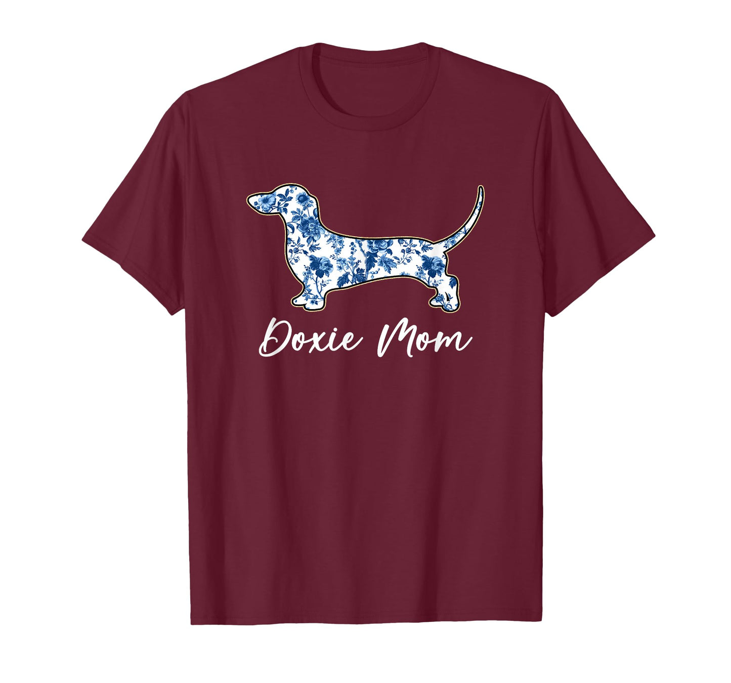 Dachshund Mom Doxie Dog Blue Chinoiserie Dog Lover Women T-Shirt
