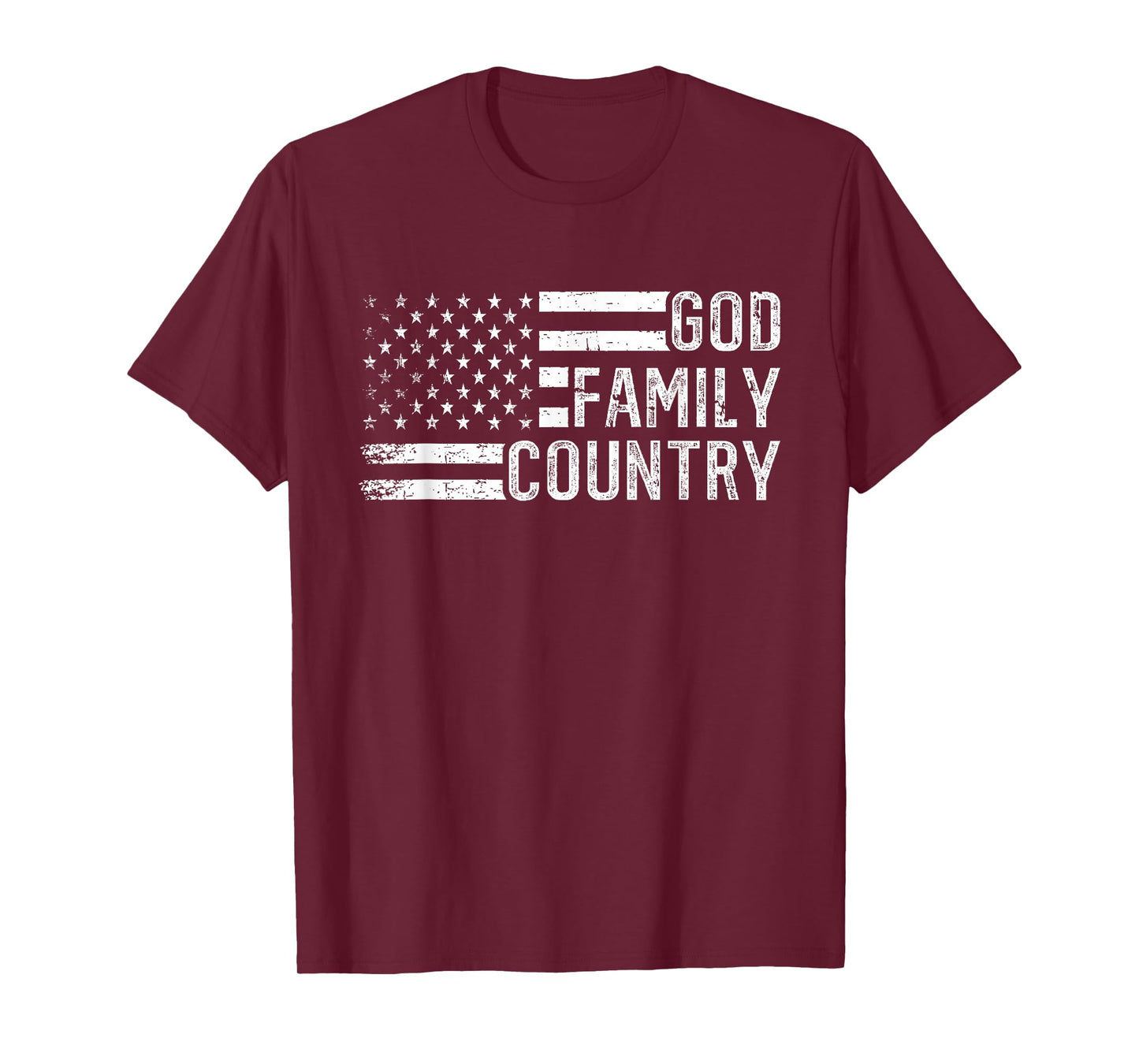 God Family Country - Patriotic Christian US Flag T-Shirt