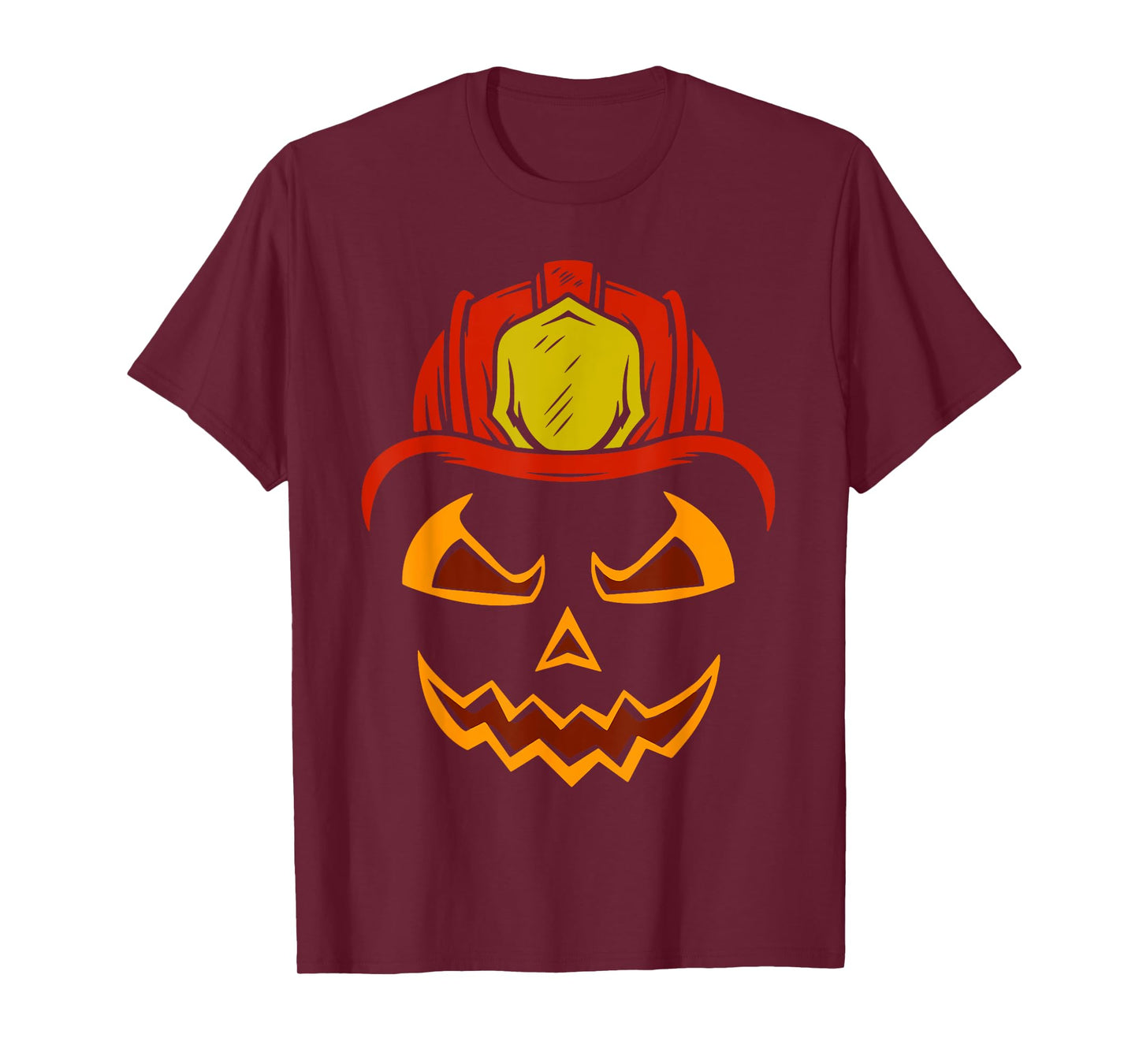 Firefighter Pumpkin Face Costume Halloween T-Shirt