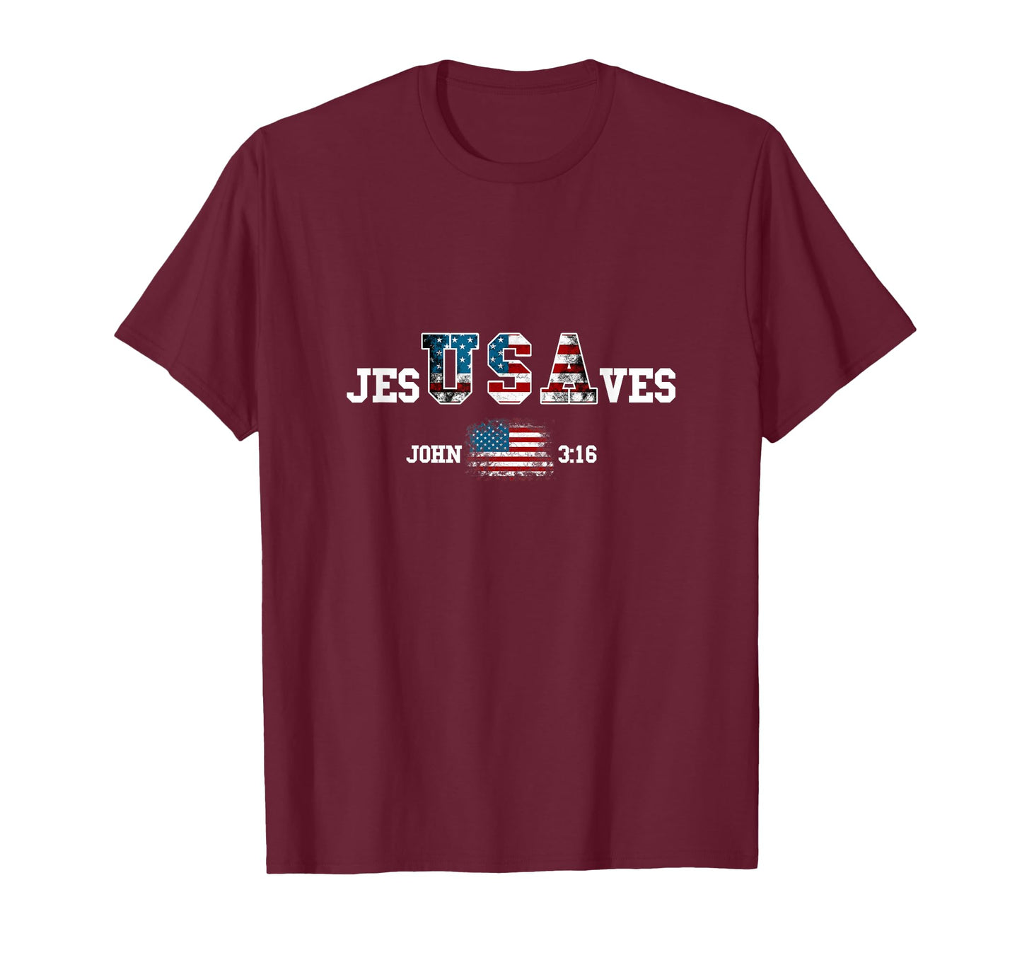 Jesus Saves USA American Flag Patriotic Christian T-Shirt