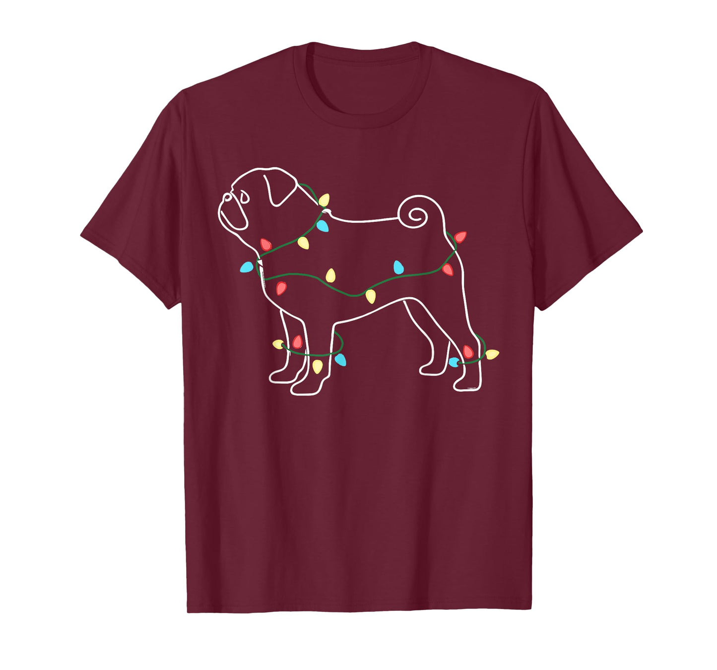 Funny Pug Dog Christmas Outfit, Pug Christmas Lights T-Shirt