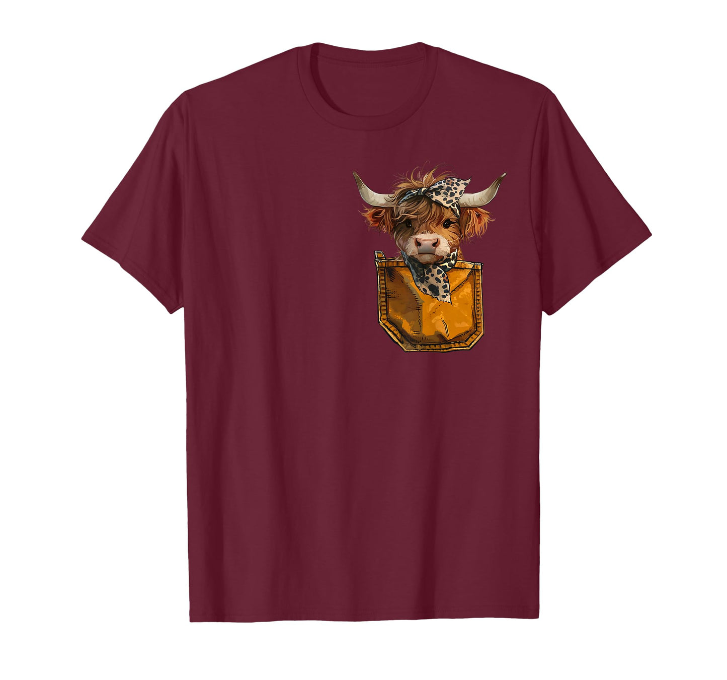Cute Scottish Highland Pocket Cow T-Shirt