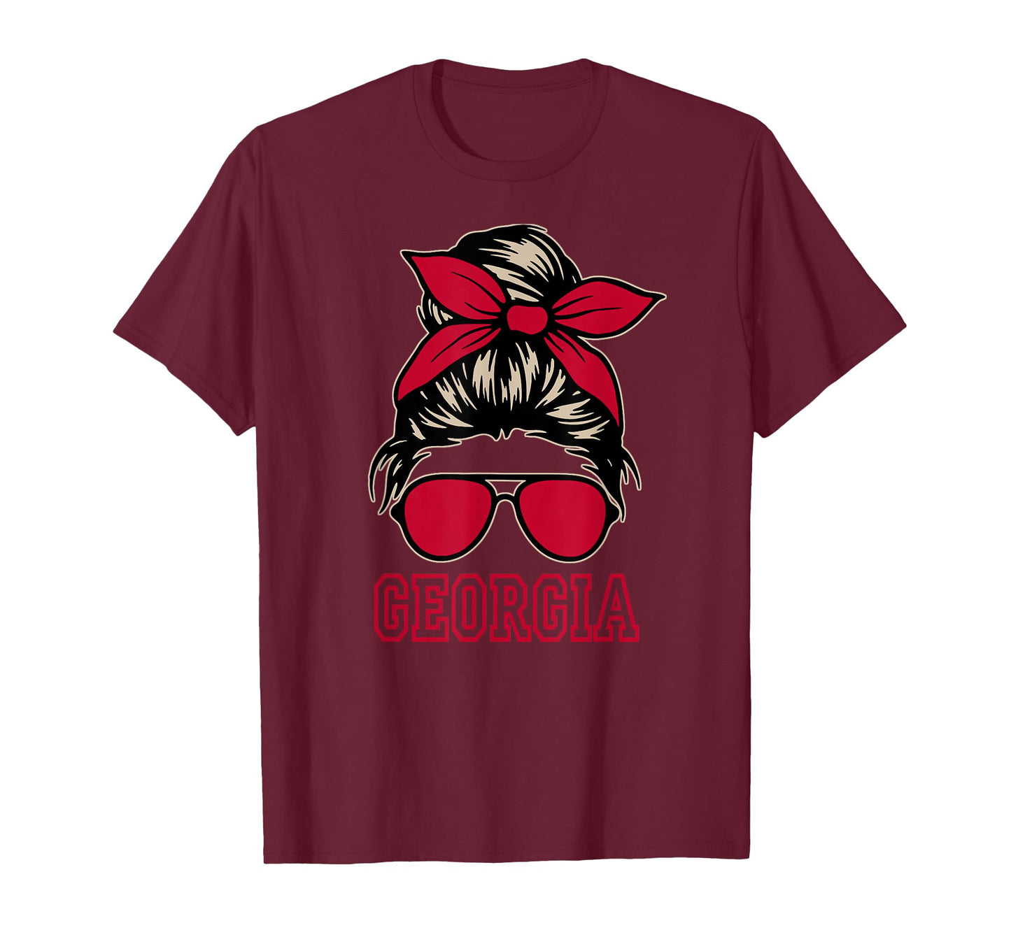 Georgia Women Girls Mom Messy Bun Hair. T-Shirt