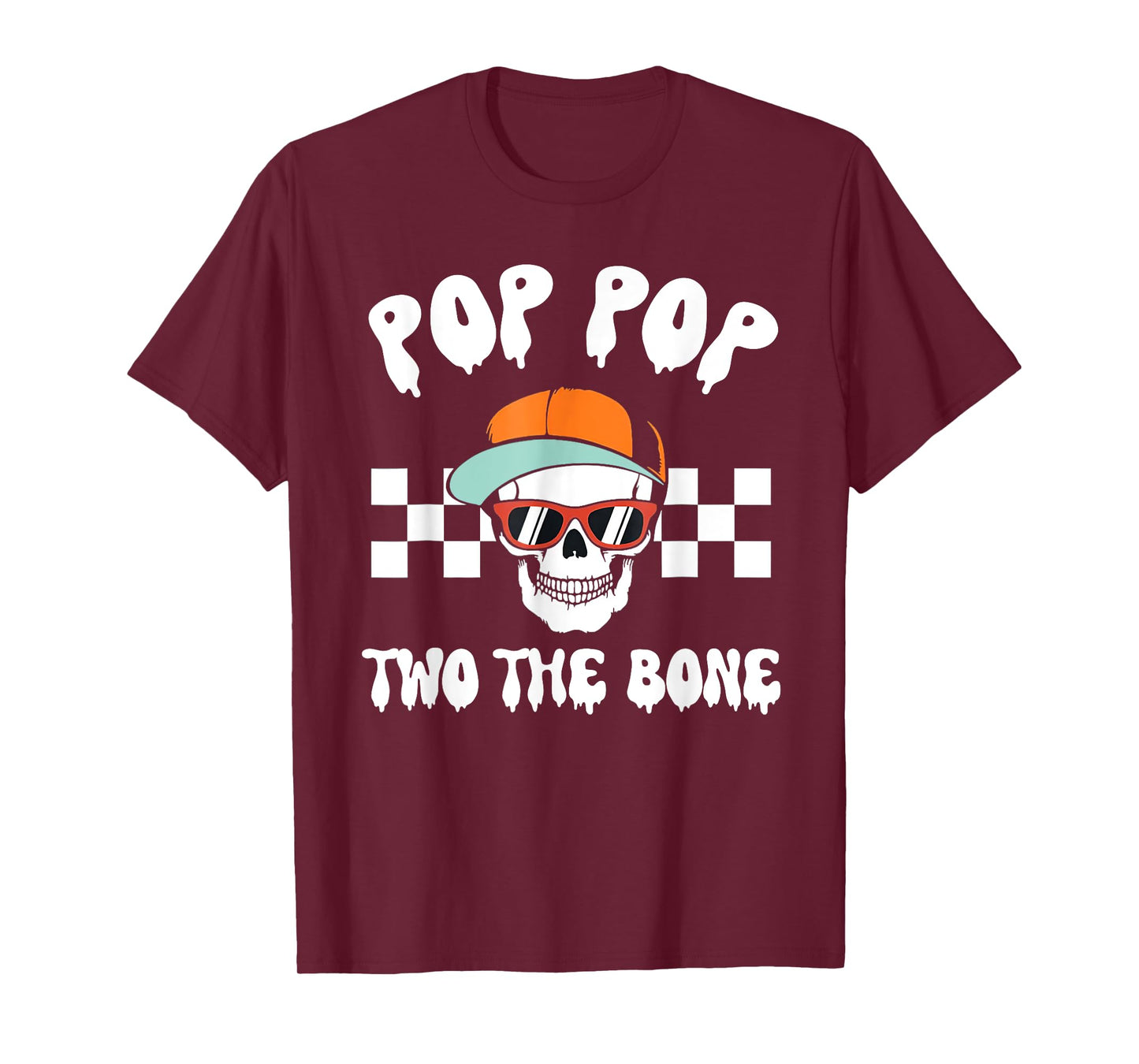 Pop Pop Two The Bone Skeleton Halloween 2nd Birthday Poppy T-Shirt