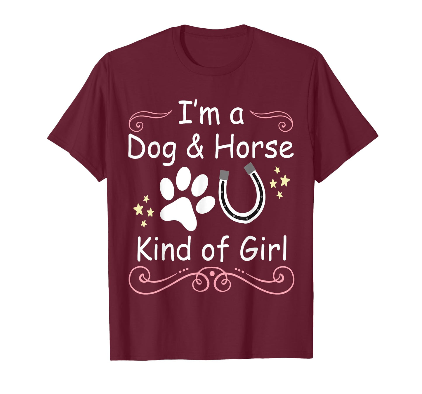 I'm A Dog And Horse Kind Of Girl Paw Print Horseshoe Gift T-Shirt