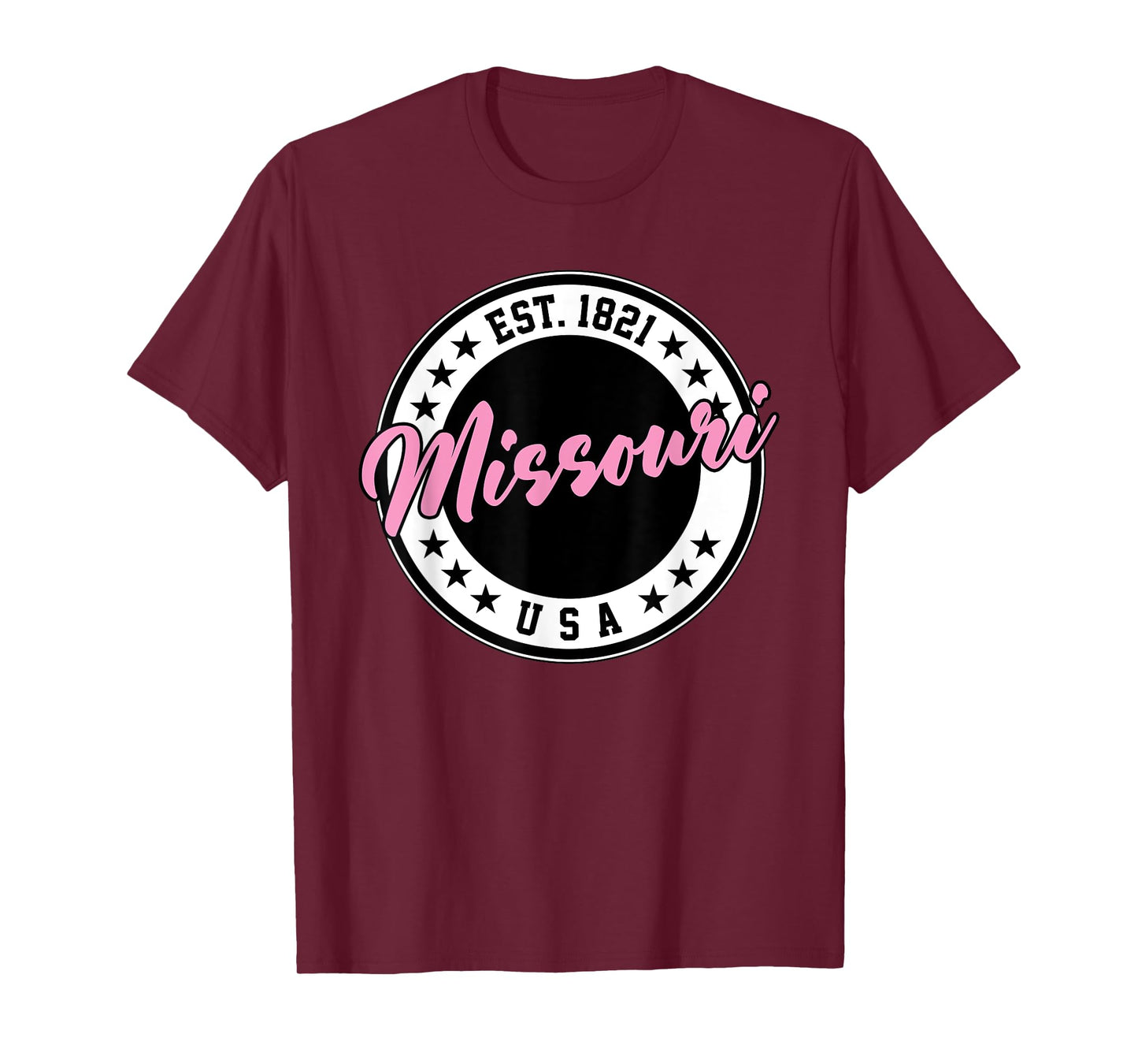 Missouri USA Script Circle Pink Text T-Shirt