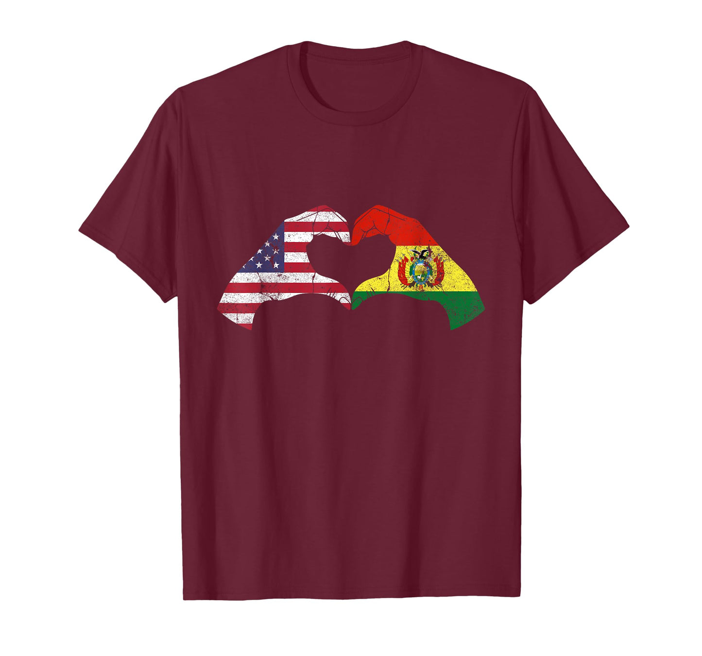 USA Bolivia Hand Flag Heart Bolivian Americans Love T-Shirt