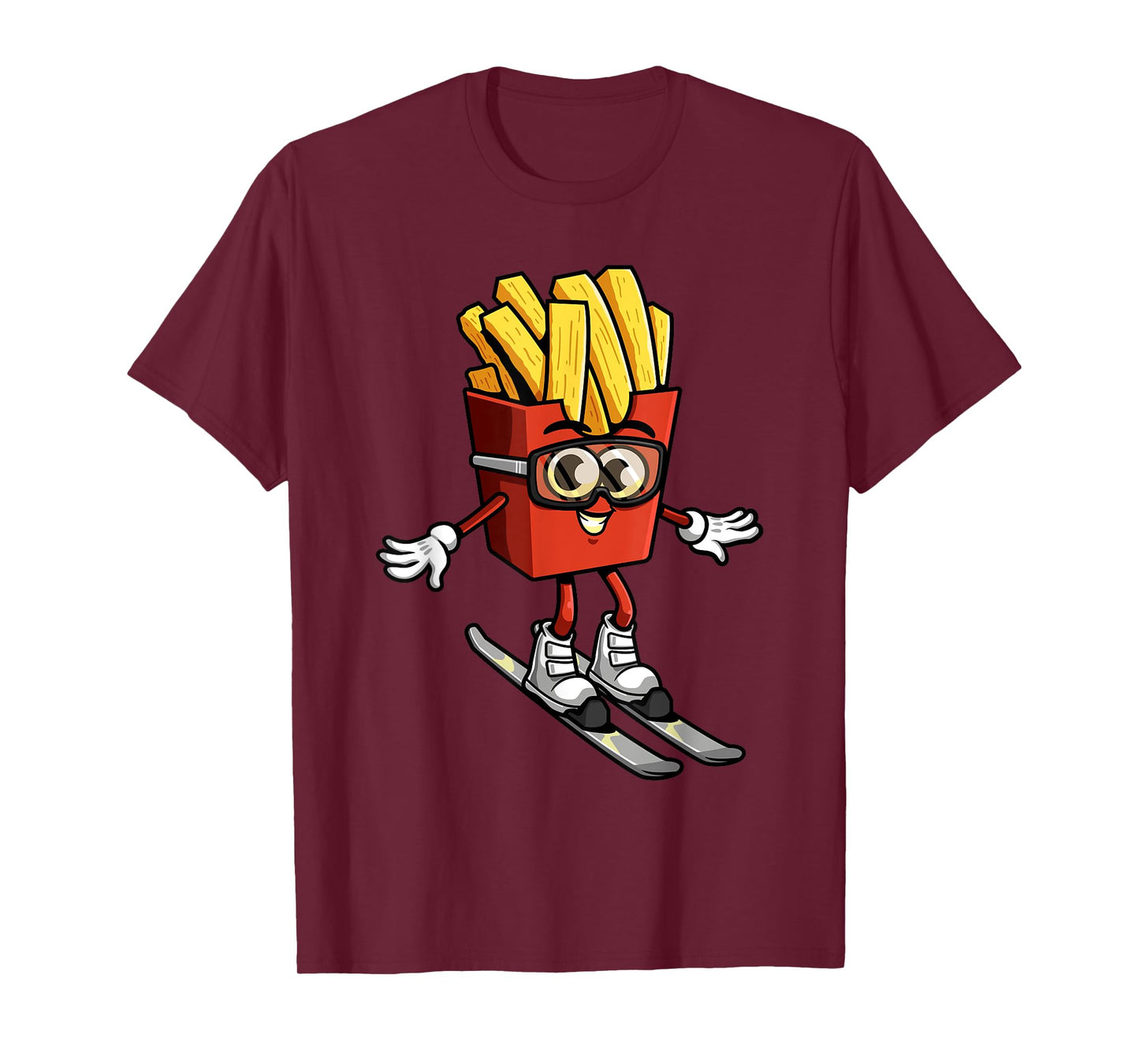 Funny French Fry Ski Potato Fries Skiing Instructor Outfit T-Shirt