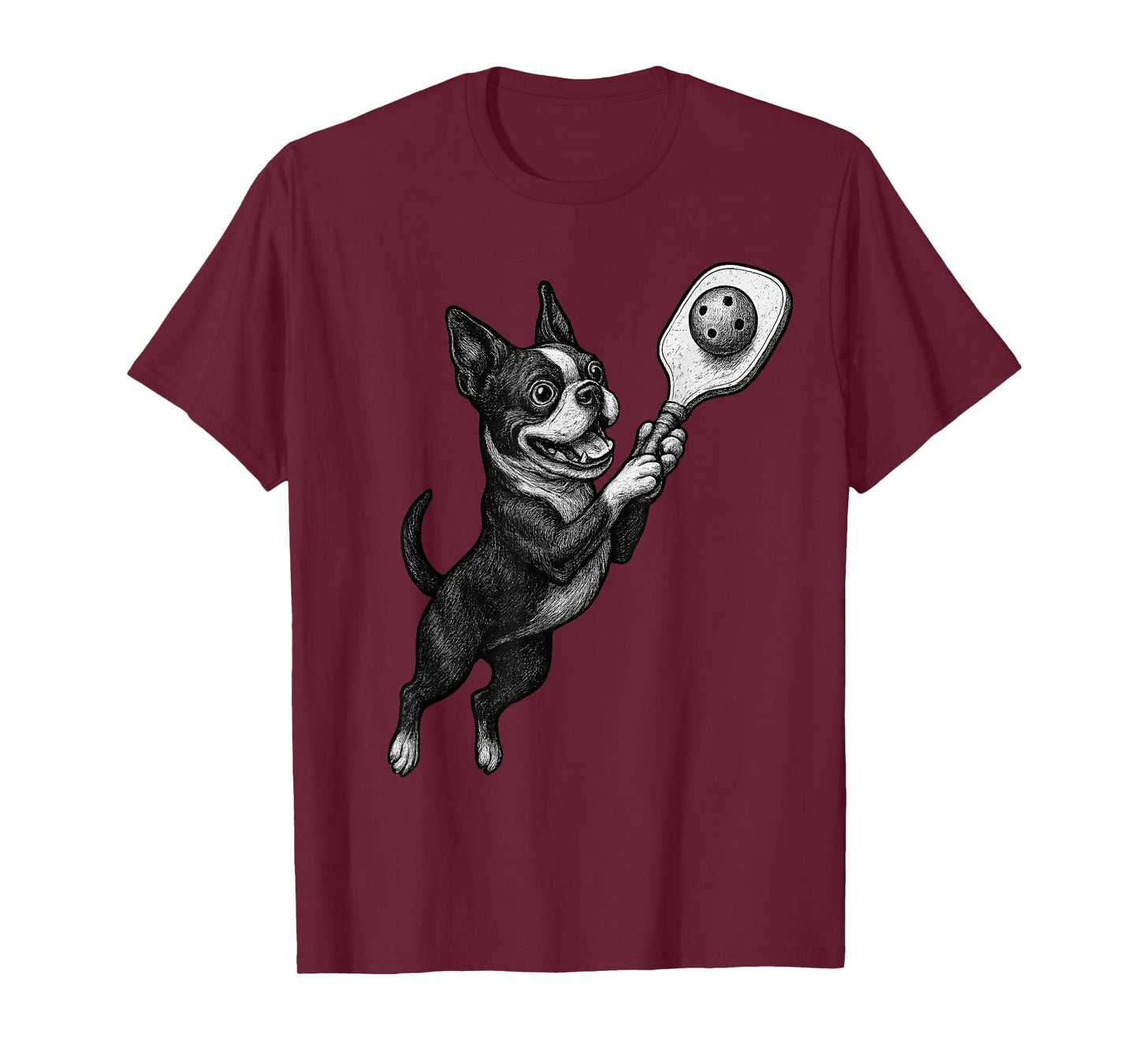 Boston Terrier Playing Pickleball Sports Dog Lover T-Shirt for Men Women Kids