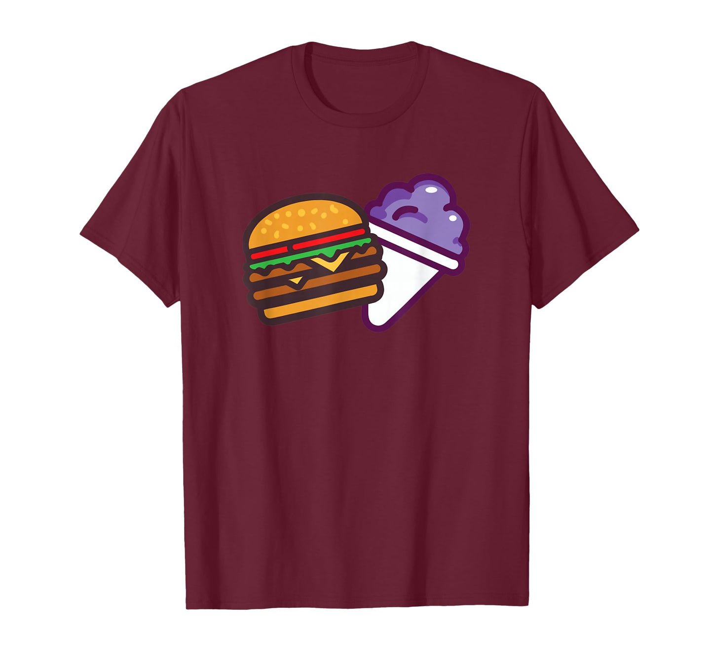 Funny Burger And Grape Cute Burger Snow Cone T-Shirt