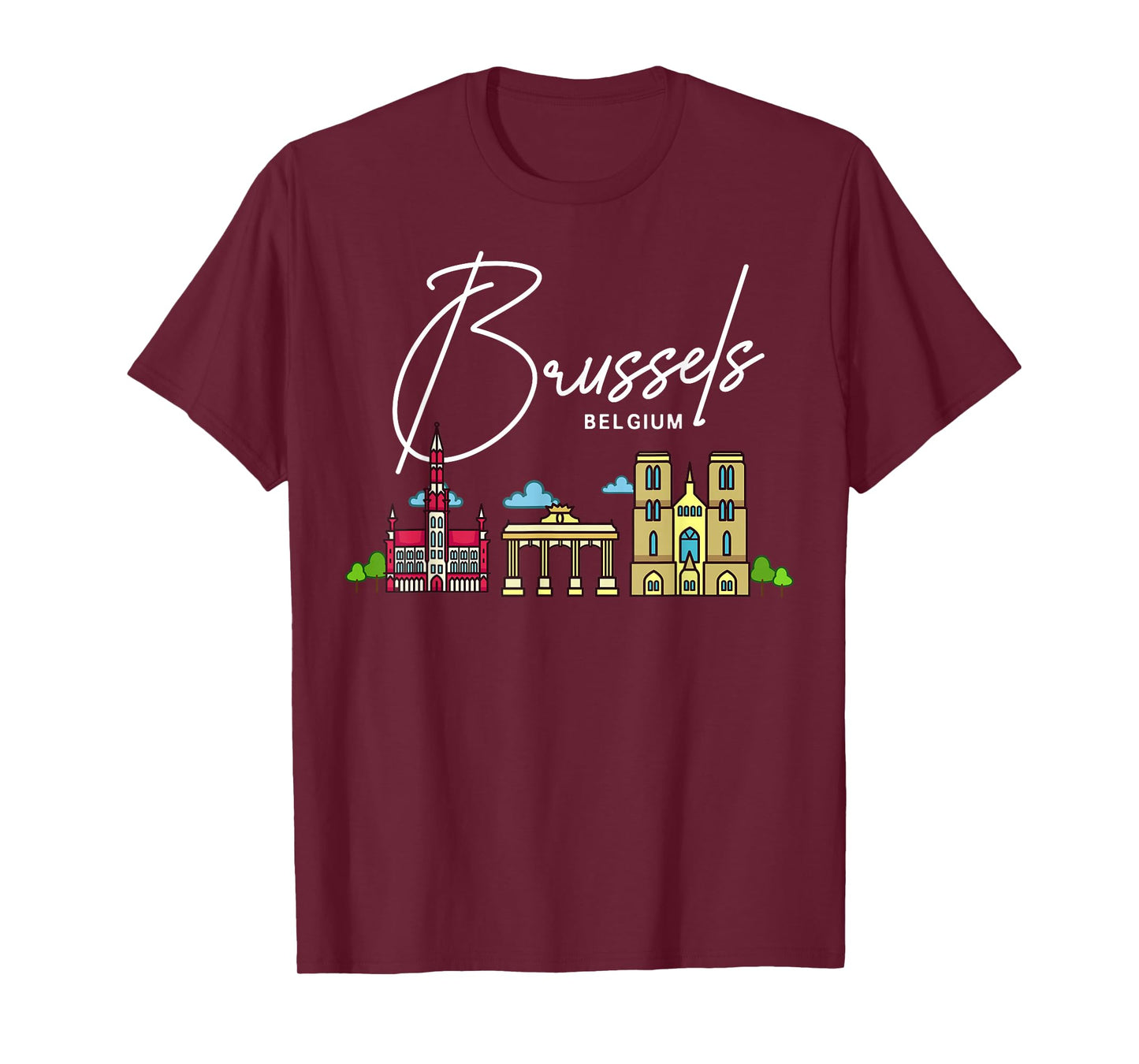 Brussels Belgium City Skyline Map Travel T-Shirt