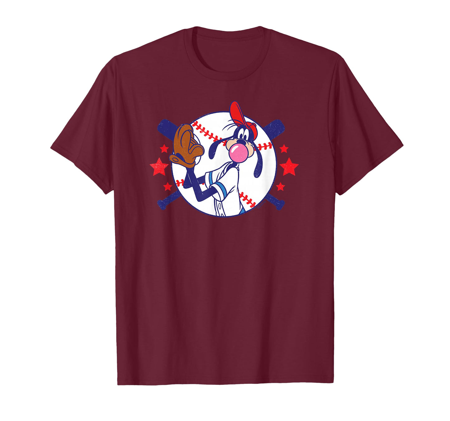 Disney Goofy Baseball Pitcher Bubble Gum Distressed T-Shirt