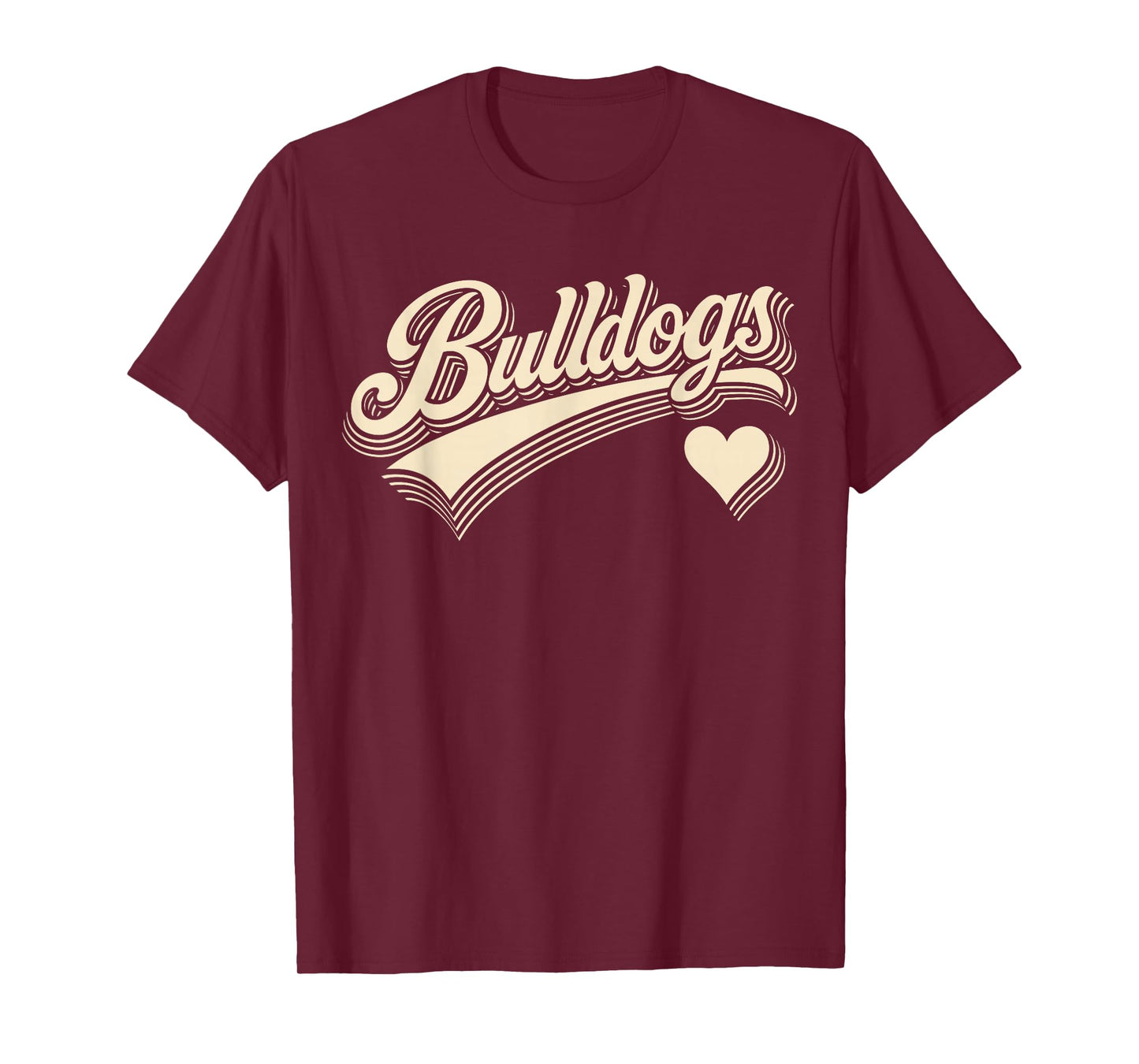 Retro Bulldogs Vintage Heart Design Gift for Men Women Kids T-Shirt