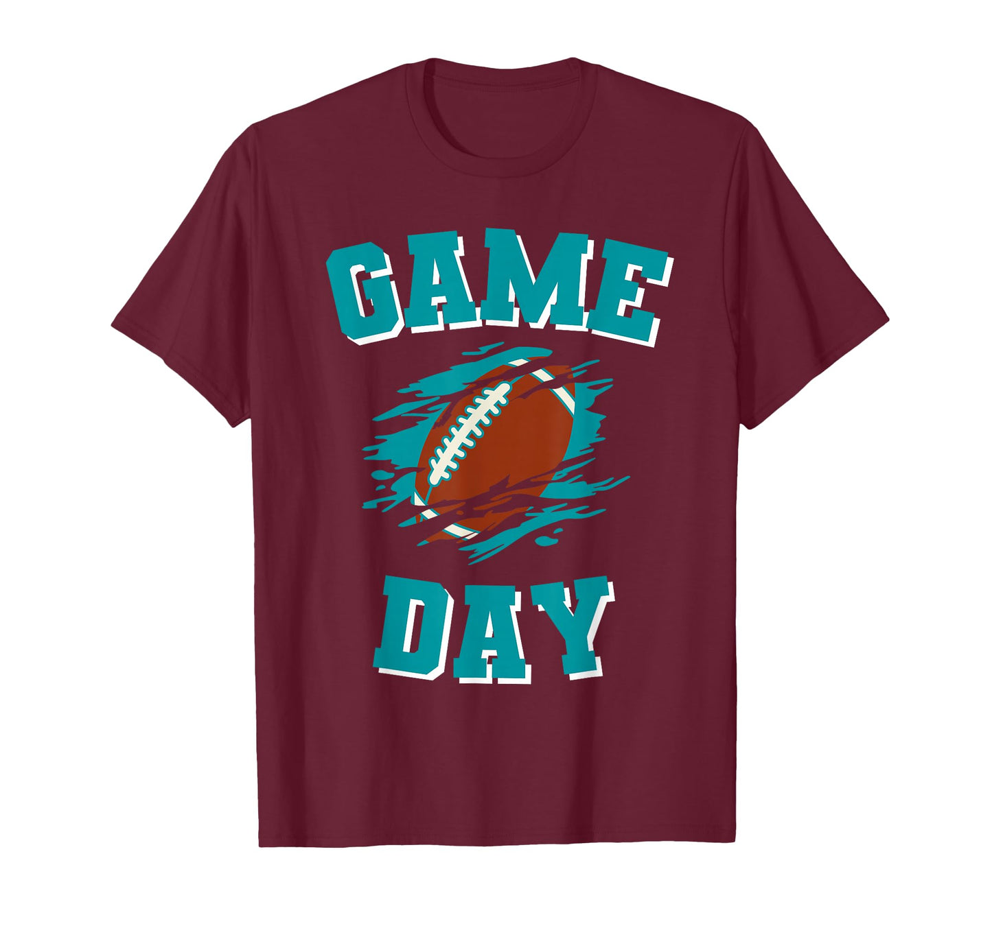 Game Day Kick Off Football Aqua and Orange Team Fan T-Shirt