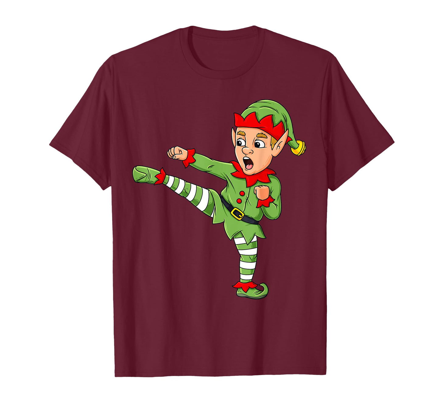 Christmas Elf Karate Funny Boys Girl Kids Family Pajama Xmas T-Shirt
