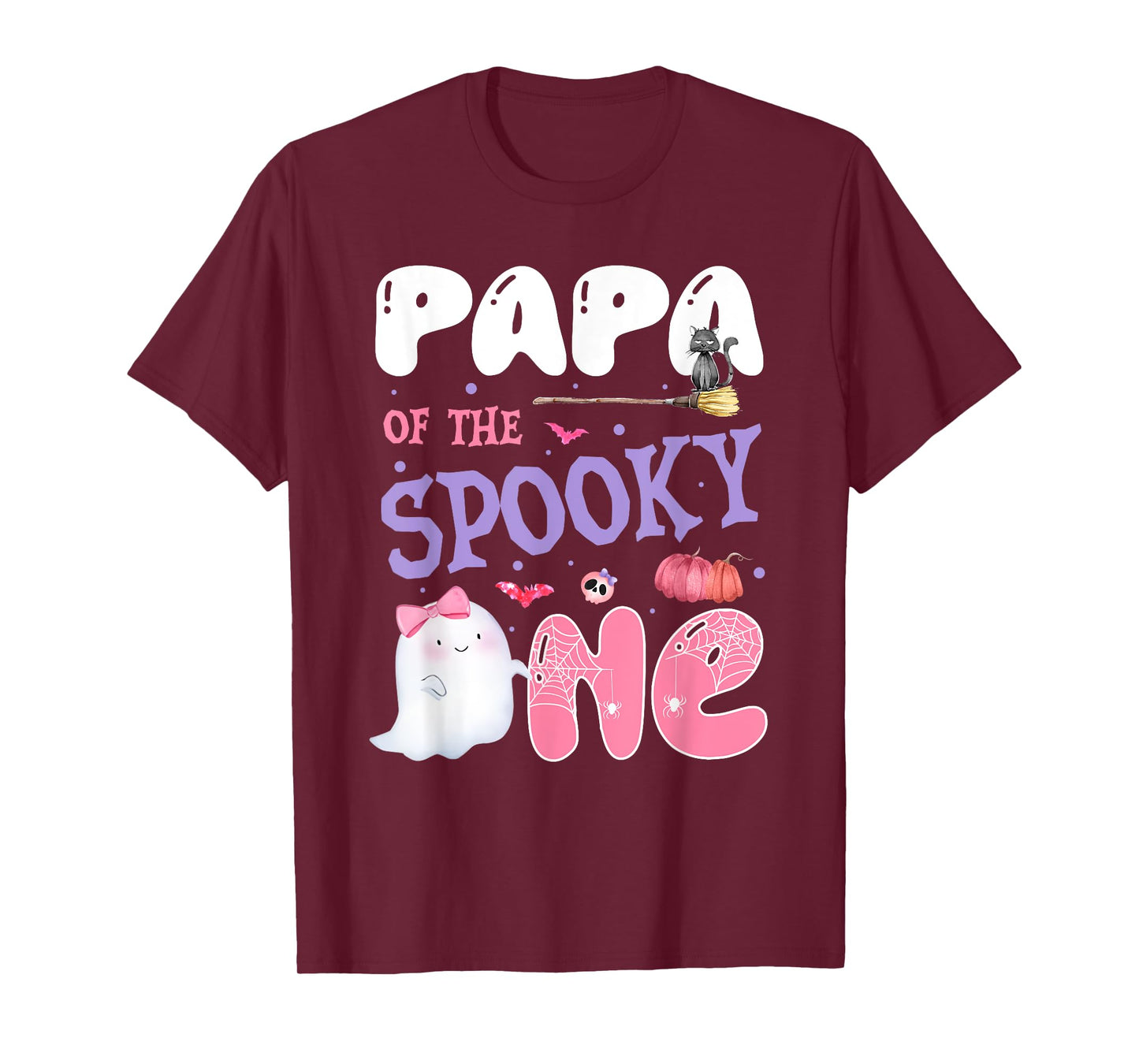 Papa Of The Spooky One 1st Birthday Halloween Pink Ghost T-Shirt