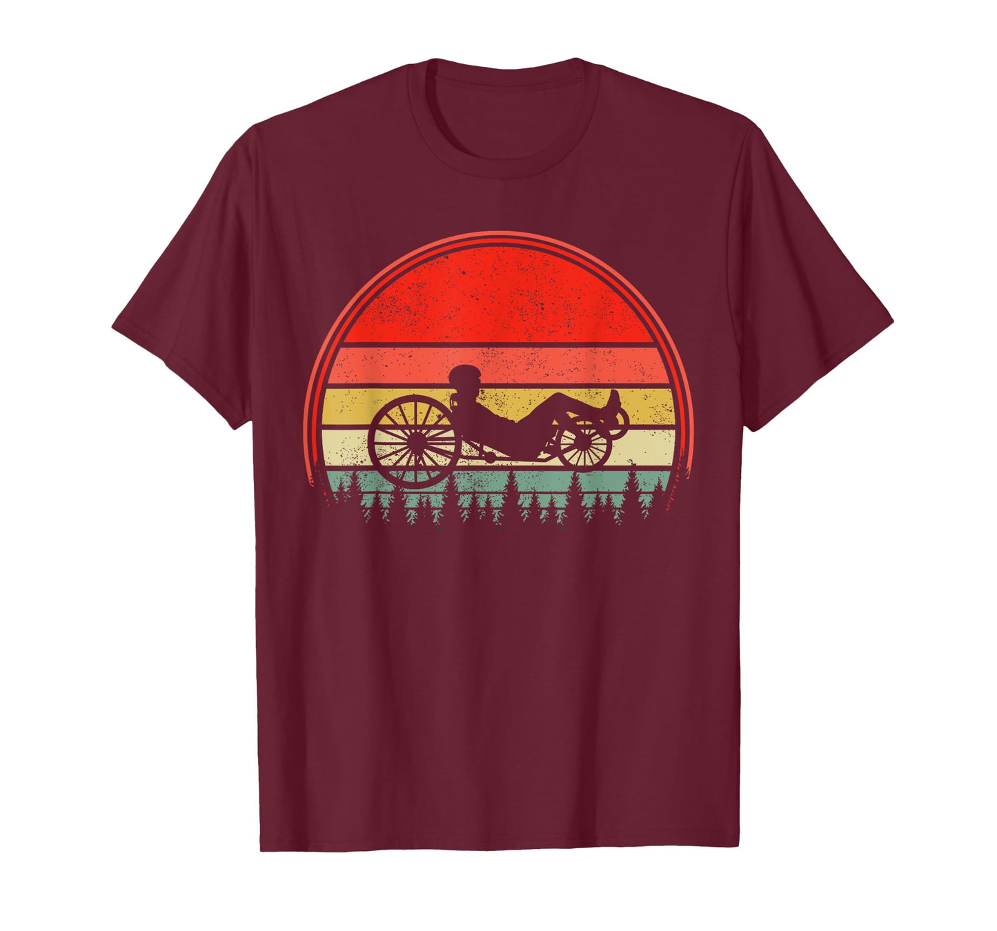Recumbent Bike Recumbent Trike Vintage Sunset Triker Cyclist T-Shirt