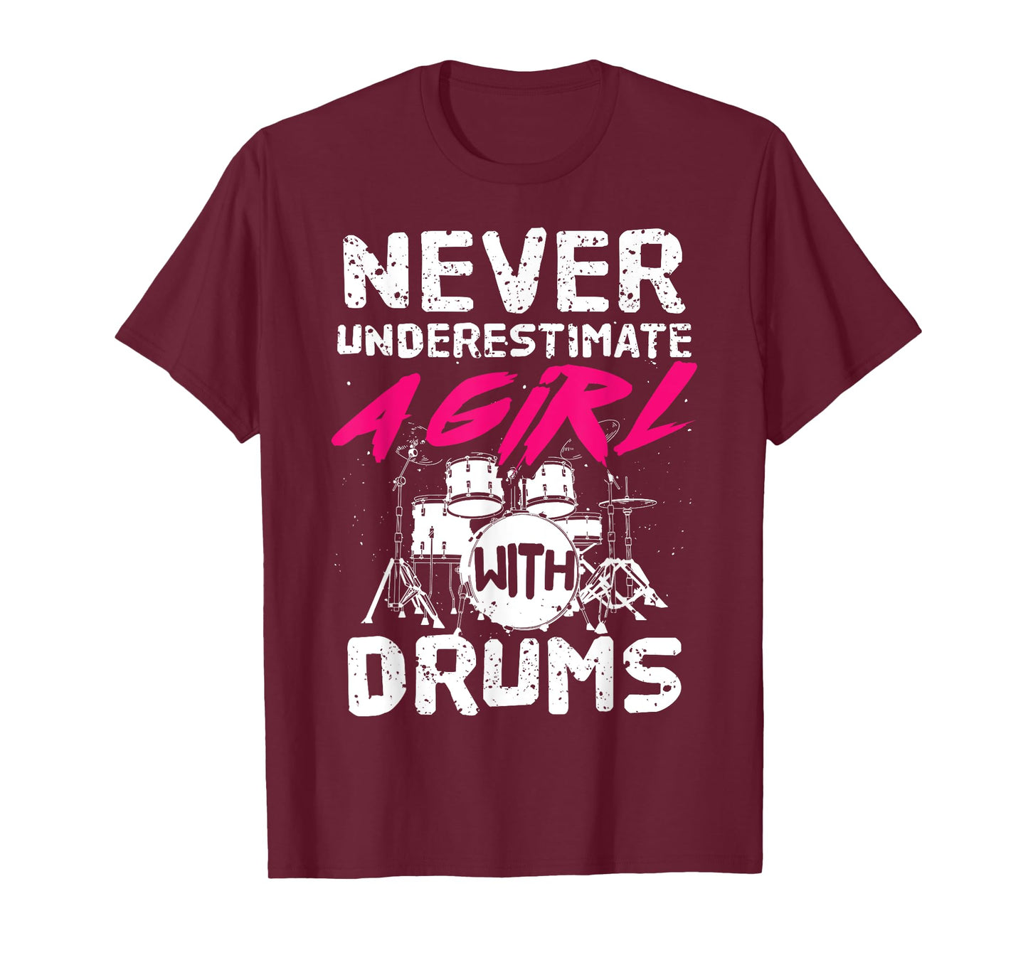 Funny Drummer Art For Girls Women Drumming Drum Set Drummer T-Shirt