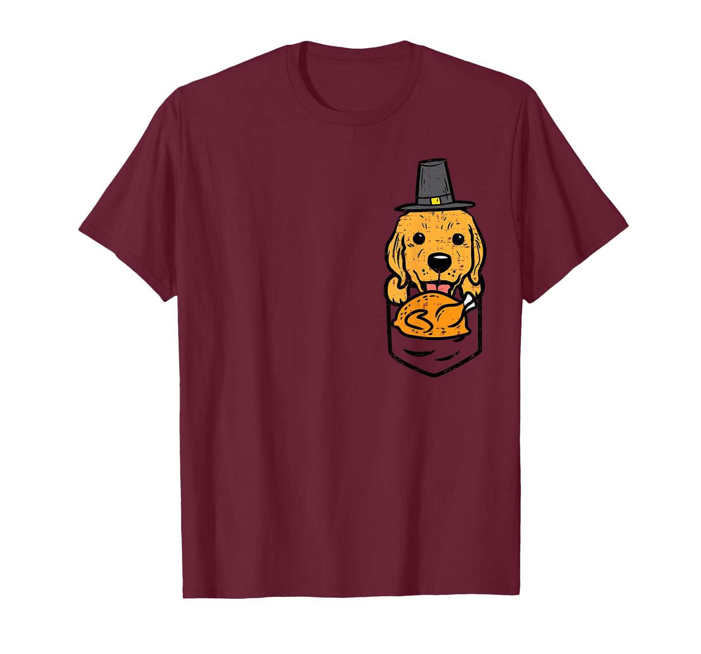 Pocket Pilgrim Golden Retriever Turkey Cute Thanksgiving Dog T-Shirt