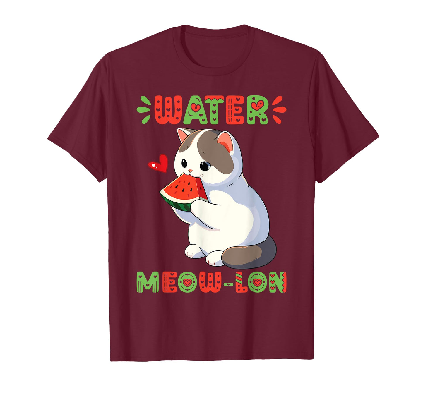 Munchkin Cat Eating Watermelon Summer Vibes Watermeowlon Day Men Women Kids T-Shirt