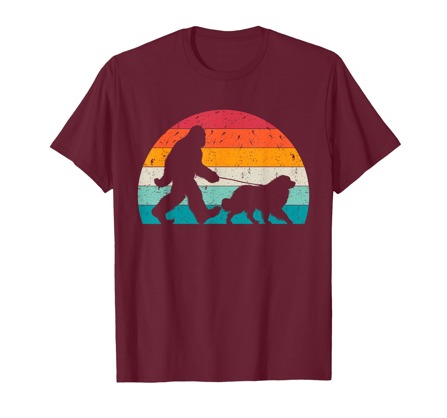 Bigfoot Walking a Dog Funny Great Pyrenees Lovers Dog Dad T-Shirt