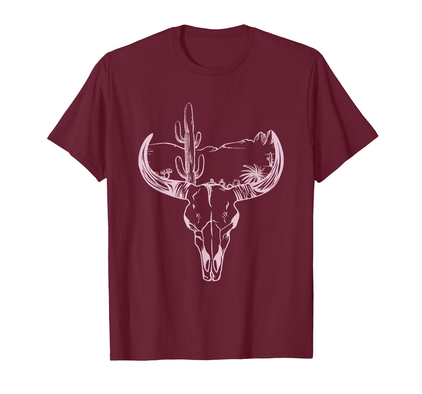 Cow Bull Skull Western Country Desert Longhorn Girls & Women T-Shirt