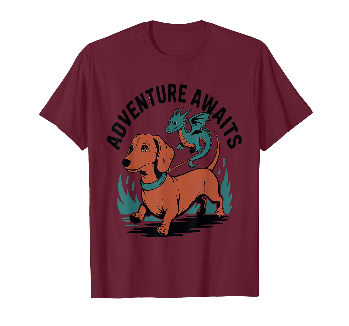 Dachshund and Dragon Silhouette for Dog Lovers Funny Fantasy T-Shirt