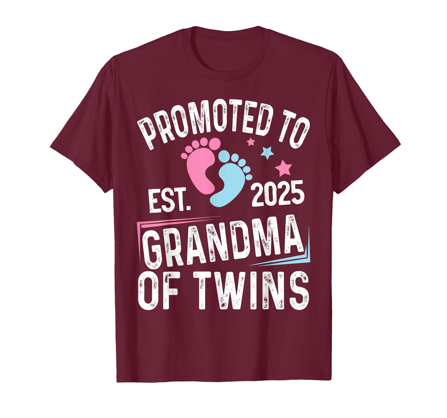 Promoted To Grandma Of Twins Est 2025 Baby Shower T-Shirt