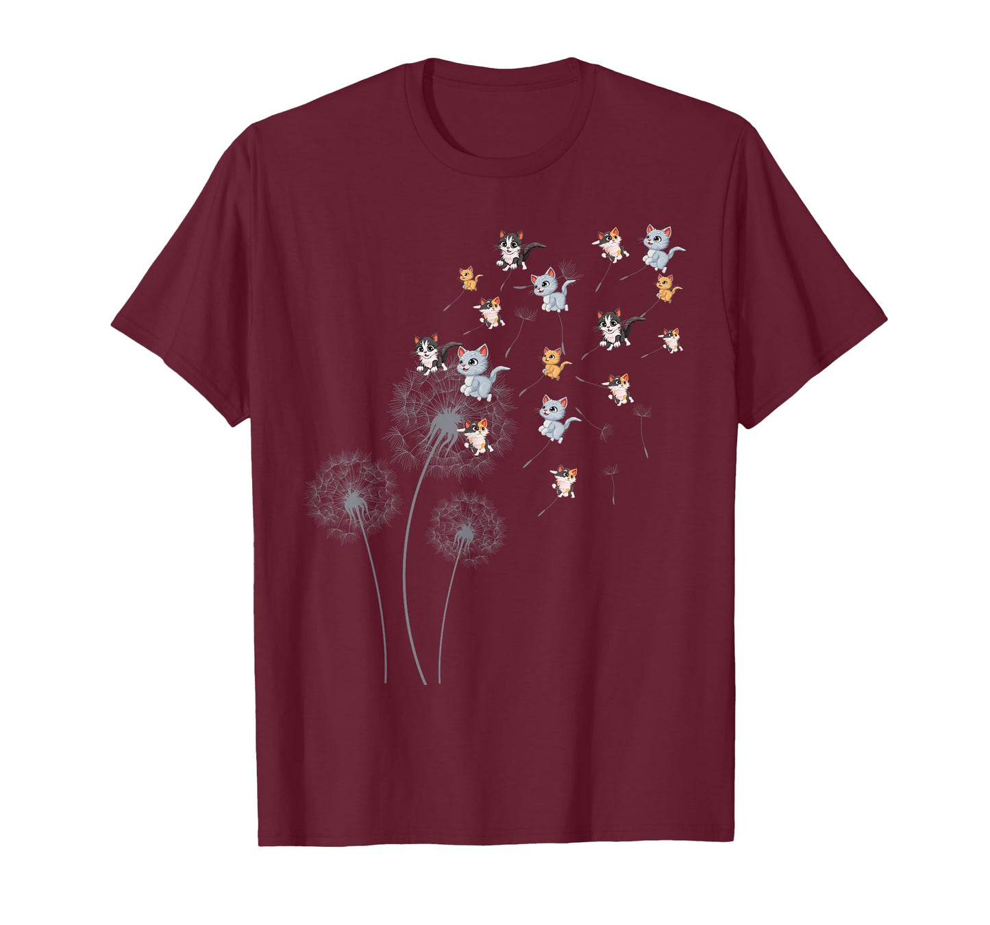 Cat Cat For Women Girls Cute Dandelion Flower T-Shirt