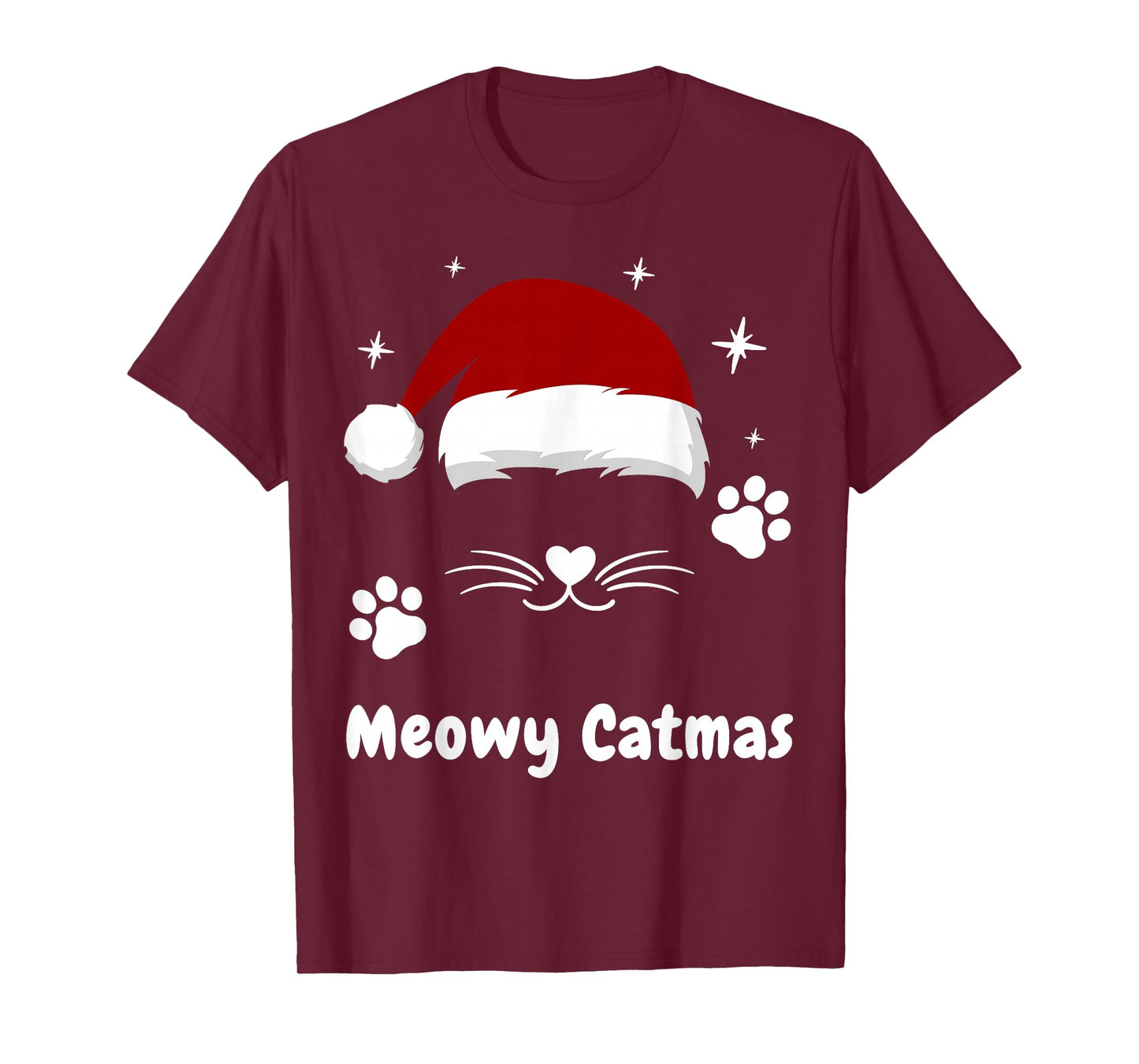 Meowy Catmas Cute Kitten Cats Santa Hat Christmas Xmas T-Shirt