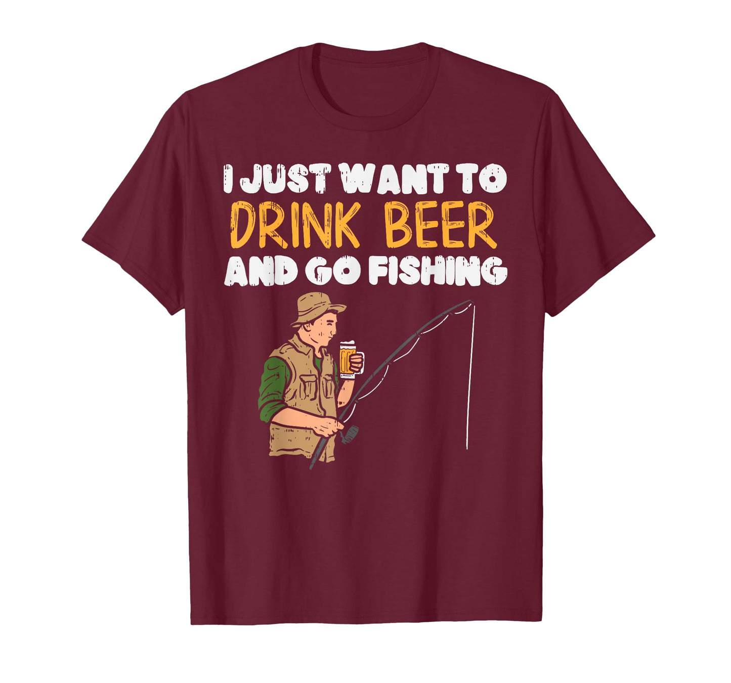Drink Beer Go Fishing Funny Drinking Fisherman Angler Gift T-Shirt