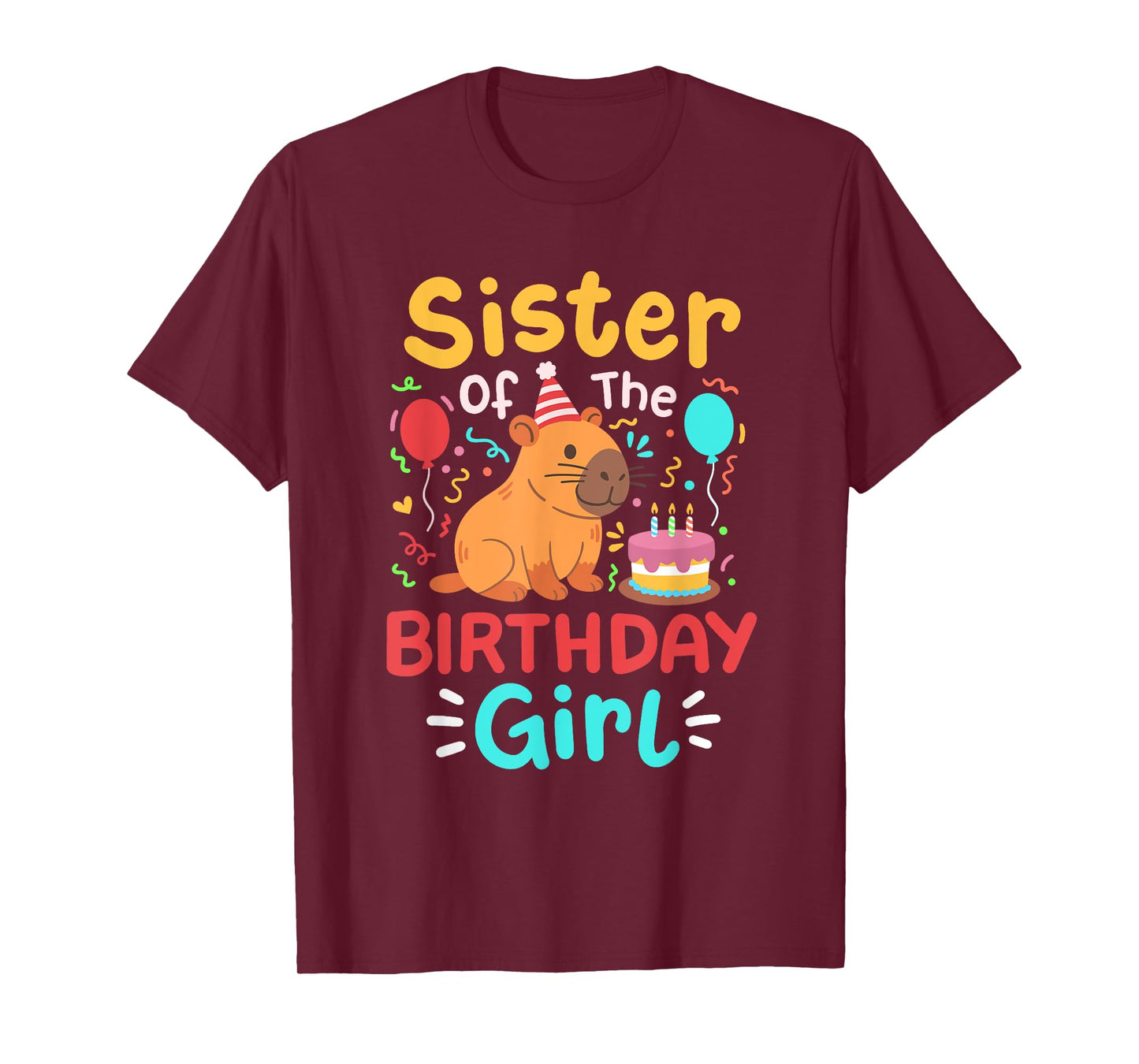 Sister Of The Birthday Girl Capybara Family Bday Matching T-Shirt