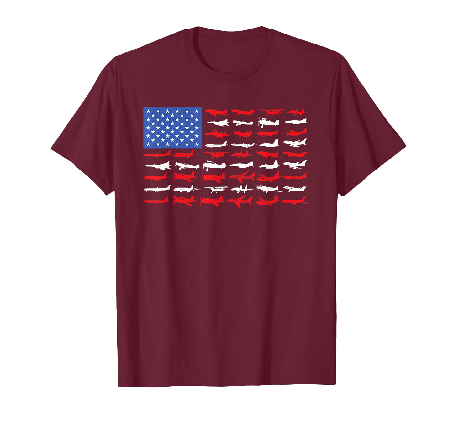 Pilot Airplane American Flag Plane Aviation Short Sleeve T-Shirt