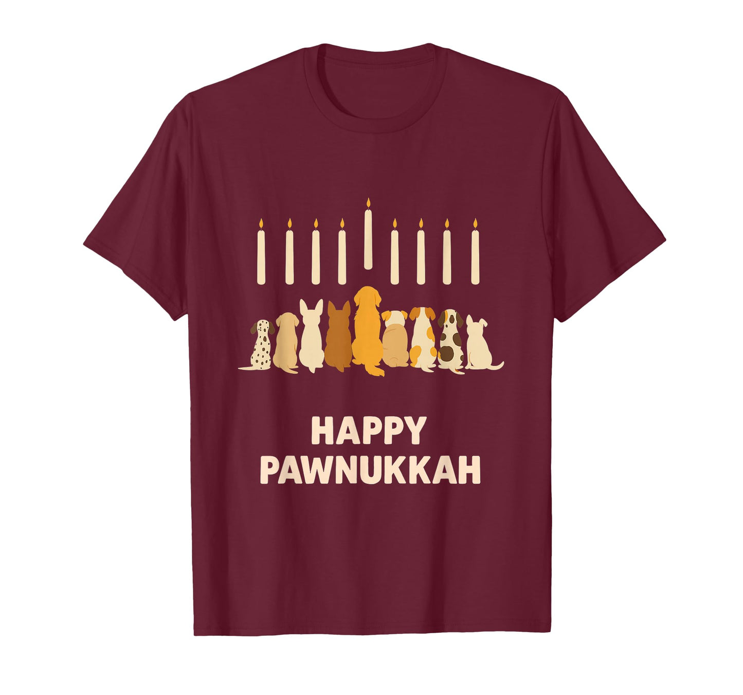 Happy Pawnukkah – Funny Jewish Hanukkah Dog Menorah Design T-Shirt