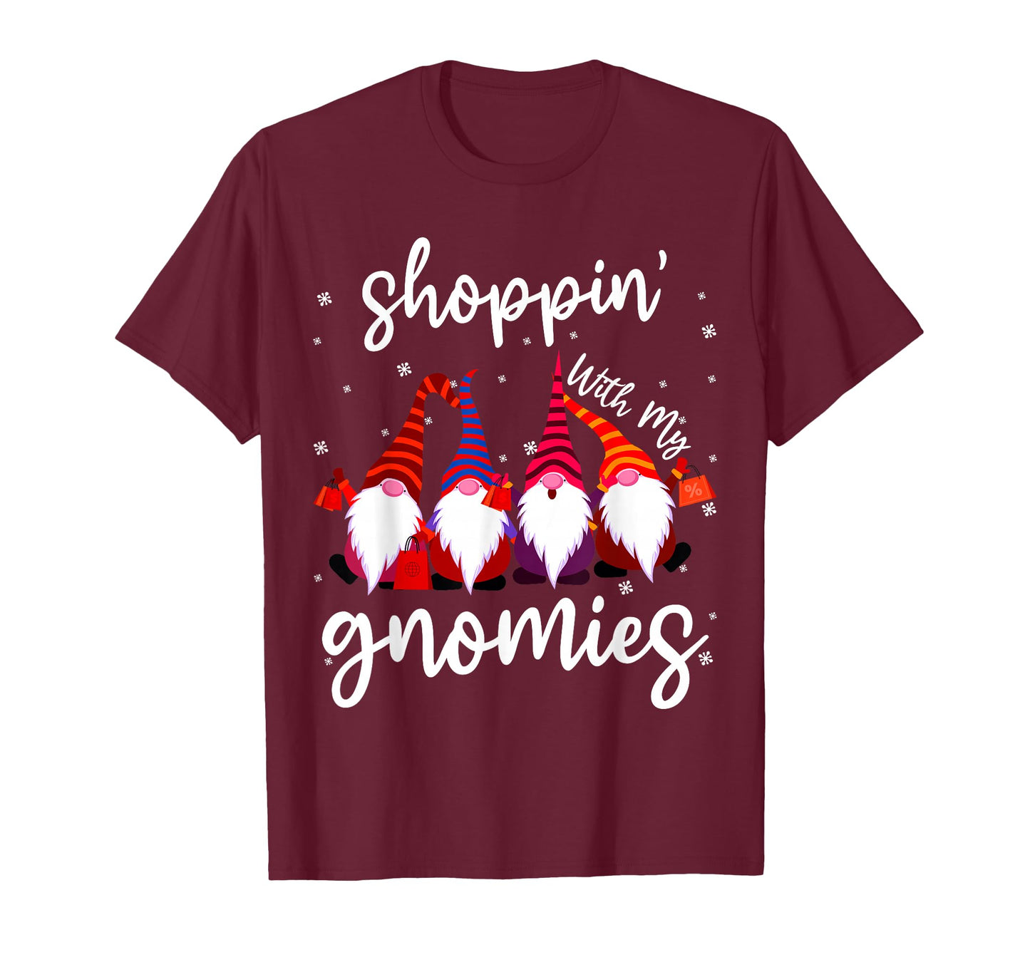 Shopping With My Gnomies Cute Xmas Gnomes Lover Christmas T-Shirt