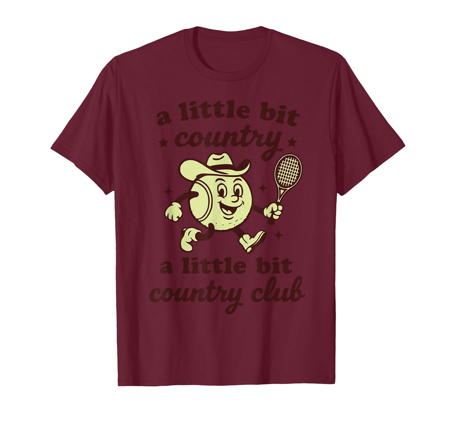 Retro Western Country Club Tennis Themed Party Cowboy Women T-Shirt