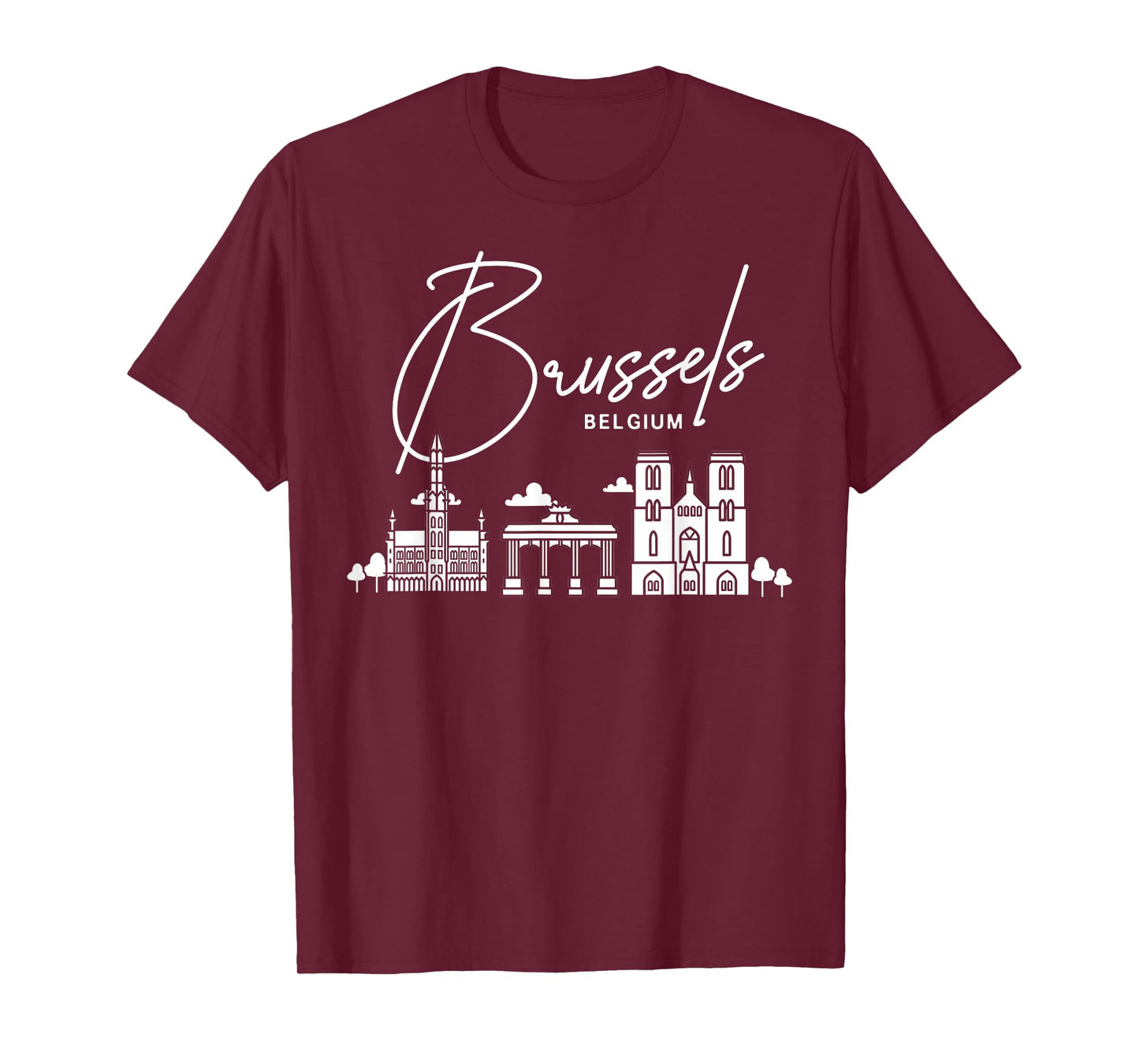 Brussels Belgium City Skyline Map Travel T-Shirt