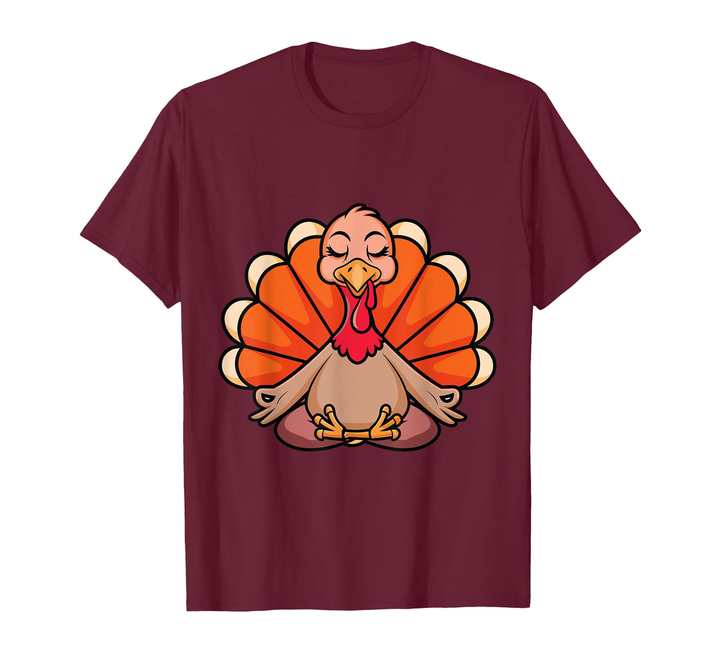 Turkey Yoga Thanksgiving Day Meditating Namaste Fall Women T-Shirt