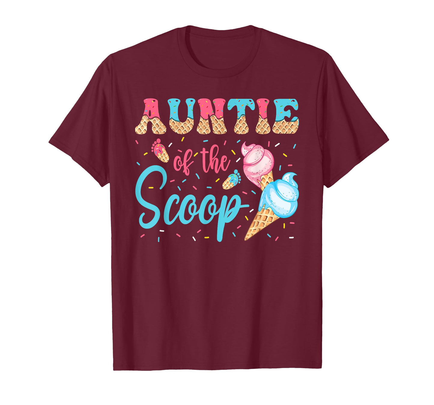 Auntie Of The Scoop Ice Cream Gender Reveal Baby Shower T-Shirt