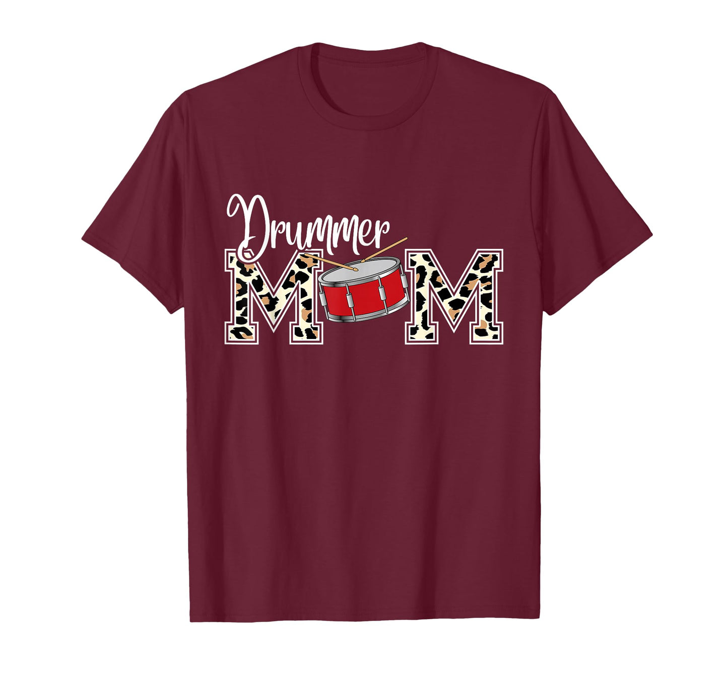 Drummer Mom Leopard Print Proud Drummer Mom Musical T-Shirt
