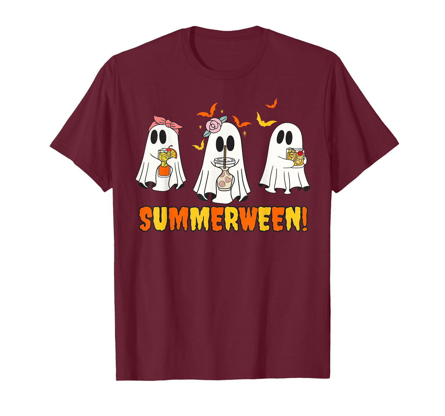 Summerween Skeleton Ghost Beach Party Halloween Vibes T-Shirt