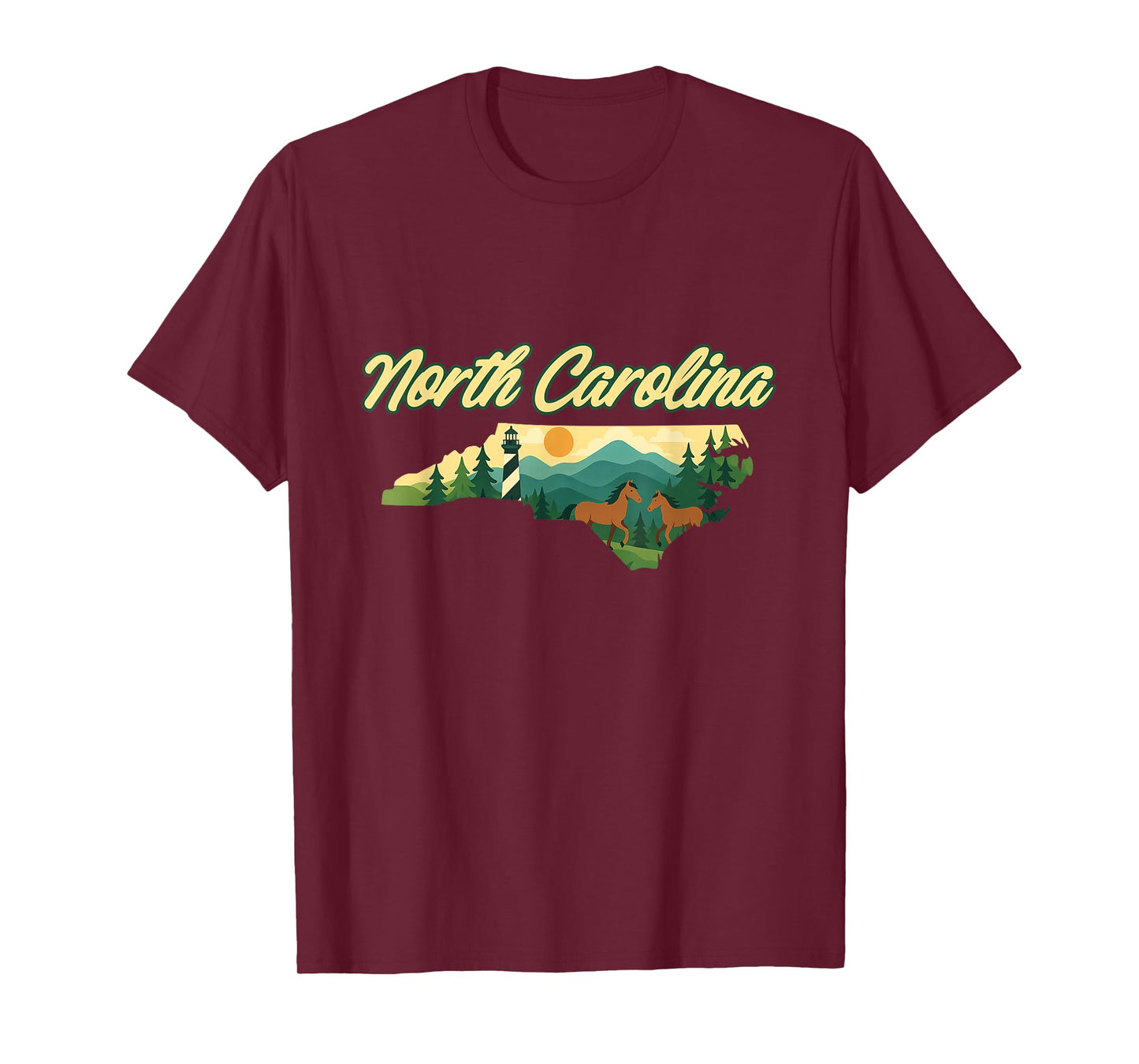 North Carolina State Map with Outdoor Nature Landscape NC T-Shirt