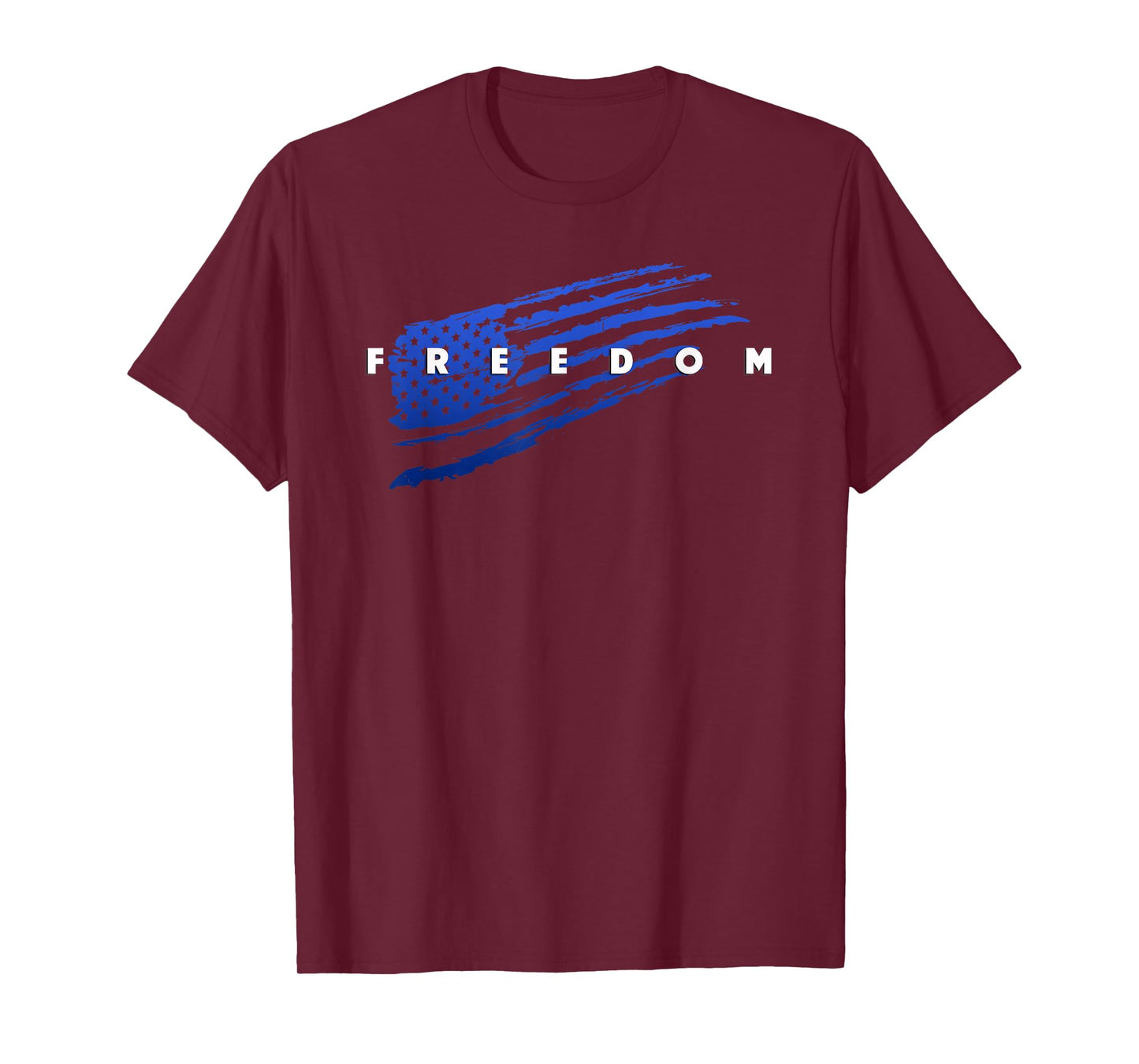 Distressed American Flag in Blue Patriotic Pride Freedom T-Shirt