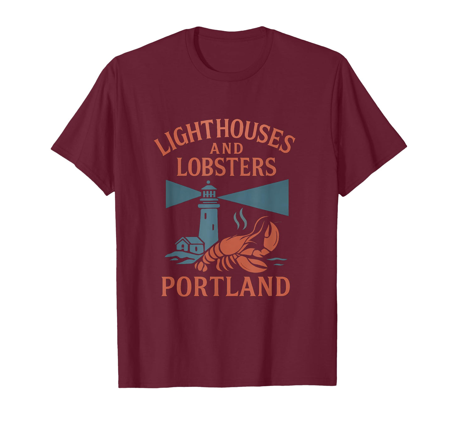 Portland ME Lighthouses and Lobsters Vintage Design T-Shirt